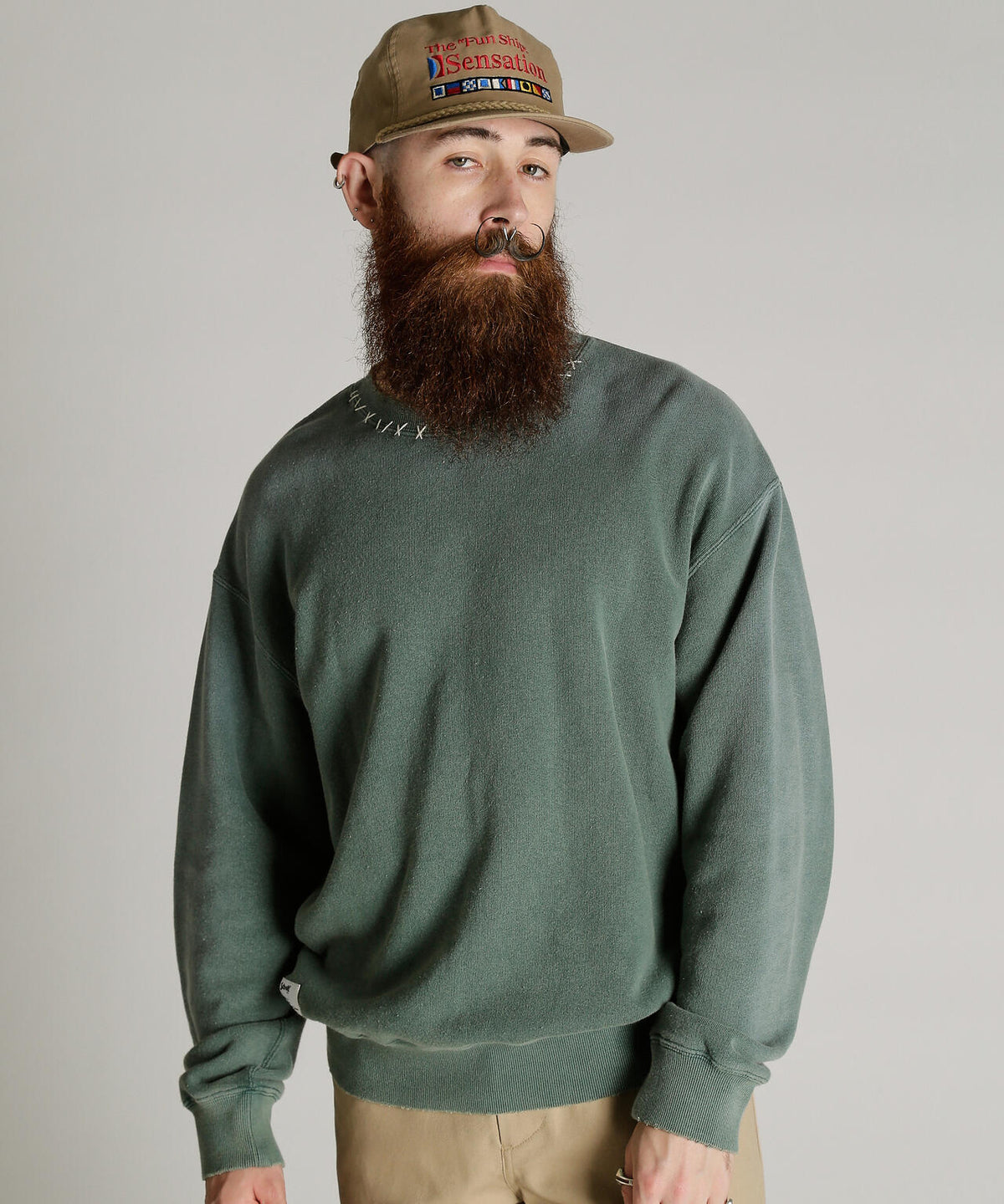 ASING CREW SWEAT HAND STITCH/エイジング クルーハンドステッチ スウェット