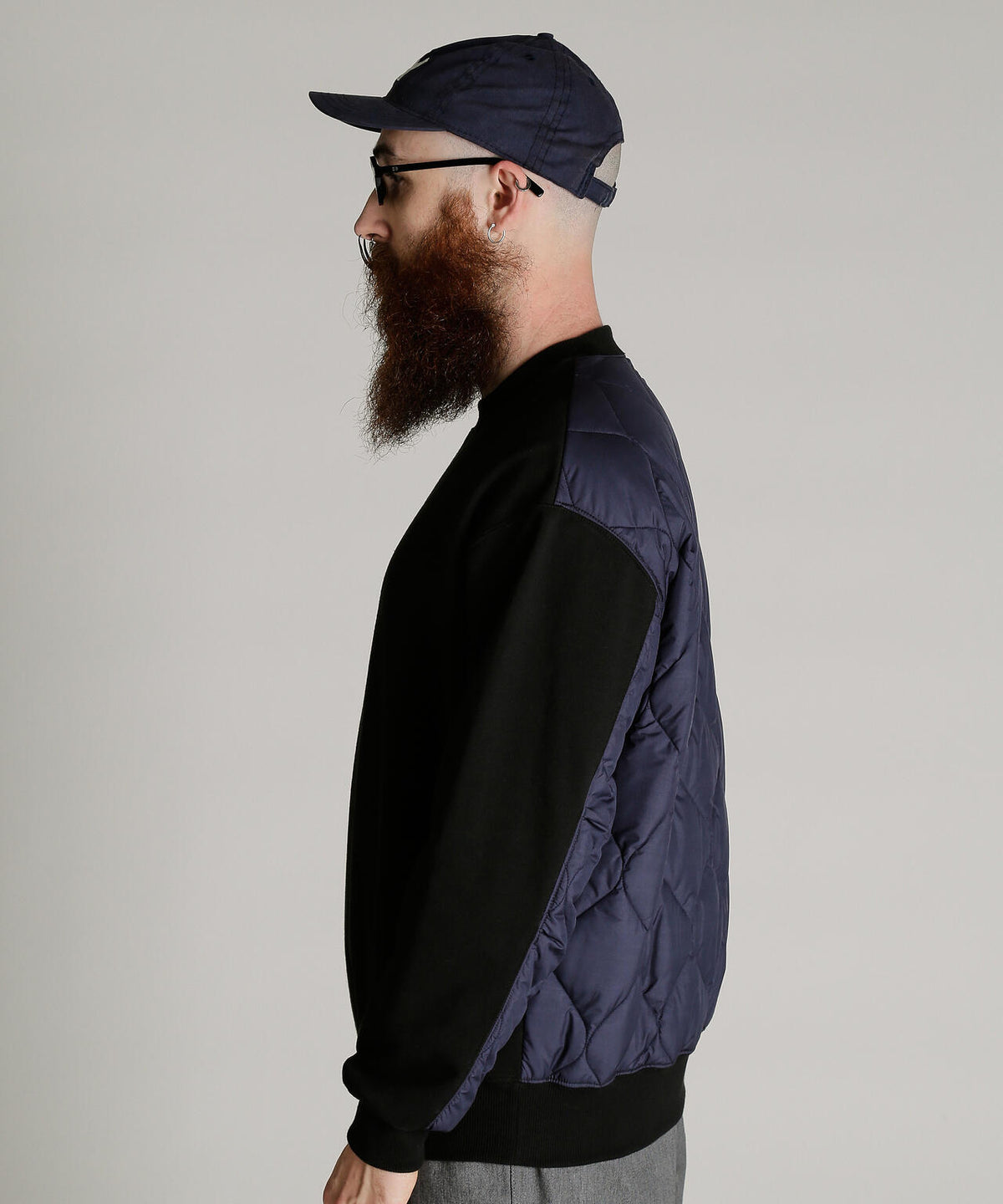 QUILTED COMBI. CREW SWEAT/キルティング コンビ クルー スウェット