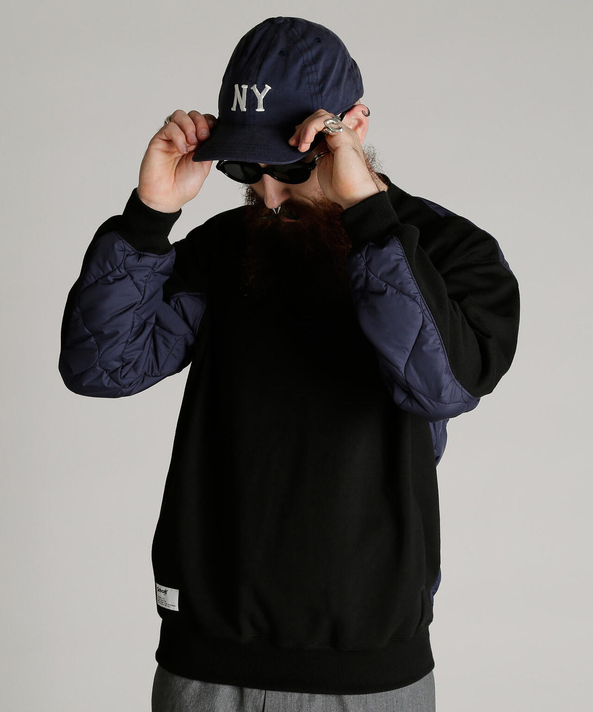 QUILTED COMBI. CREW SWEAT/キルティング コンビ クルー スウェット