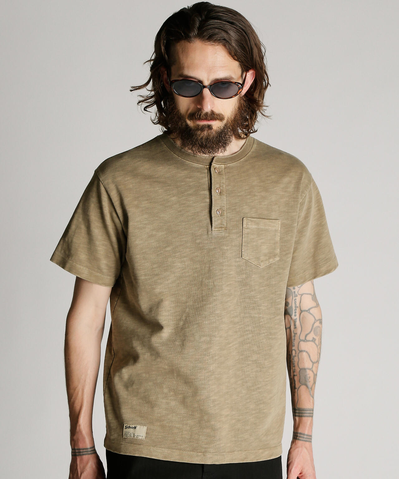 SLUB HENLEY T-SHIRT/スラブ ヘンリー Tシャツ | Schott（ショット