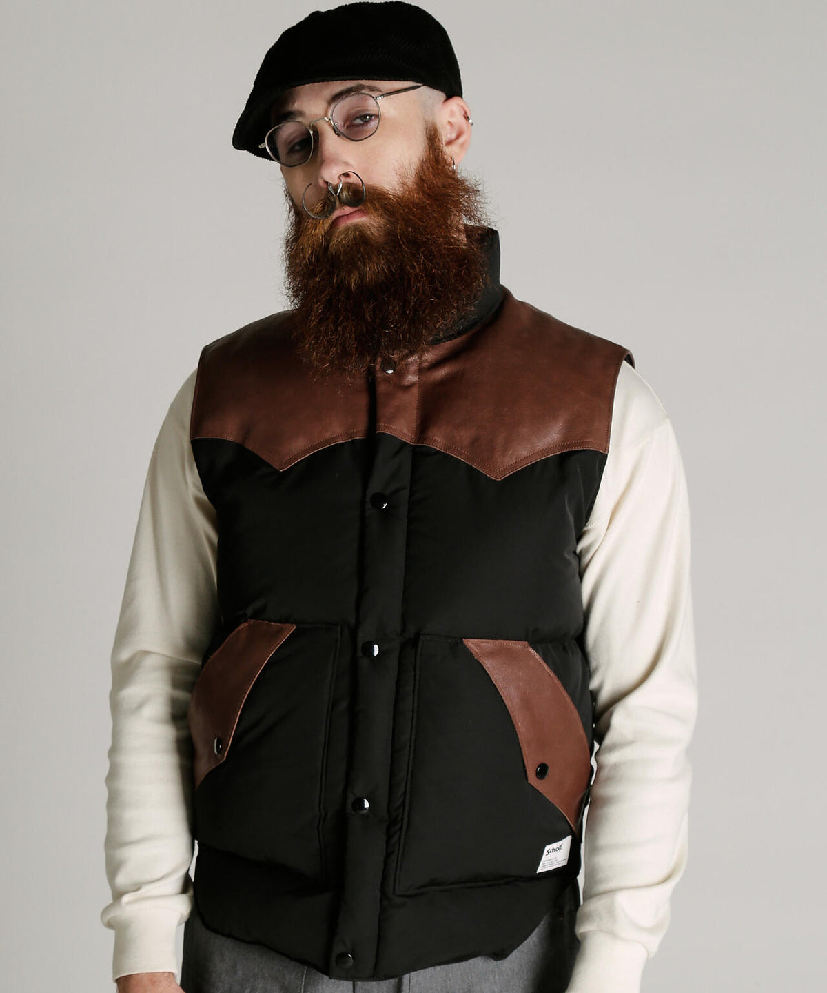 LEATHER COMB. VEST/レザー コンビ ベスト
