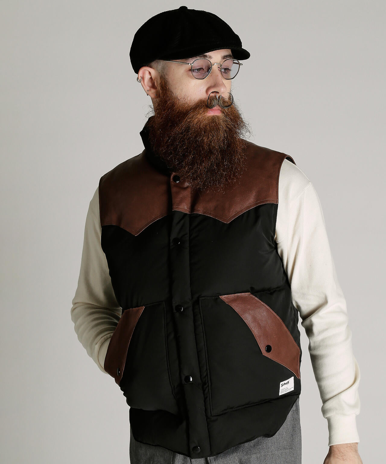 LEATHER COMB. VEST/レザー コンビ ベスト | Schott（ショット