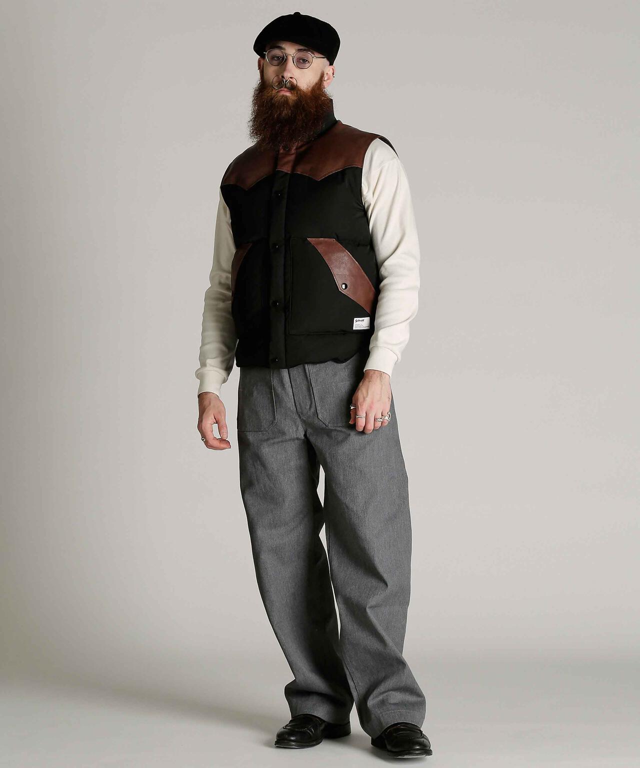 LEATHER COMB. VEST/レザー コンビ ベスト | Schott（ショット