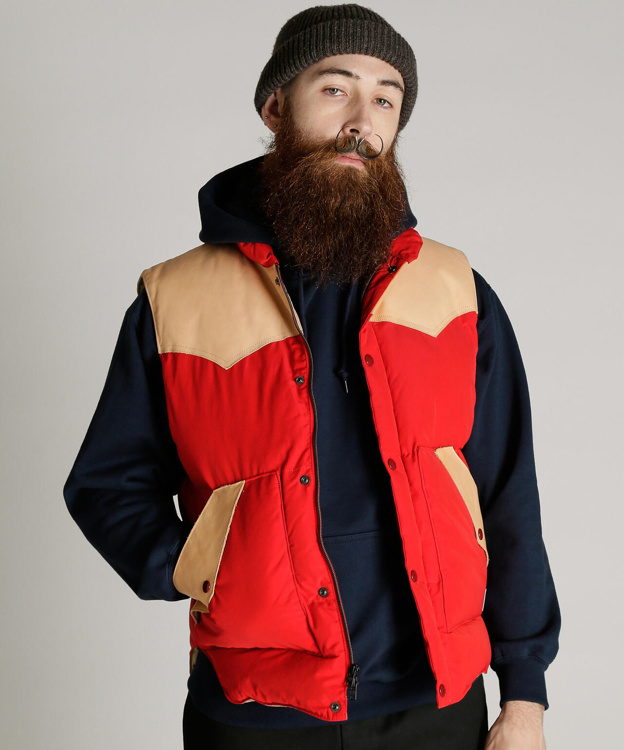 LEATHER COMB. VEST/レザー コンビ ベスト | Schott（ショット