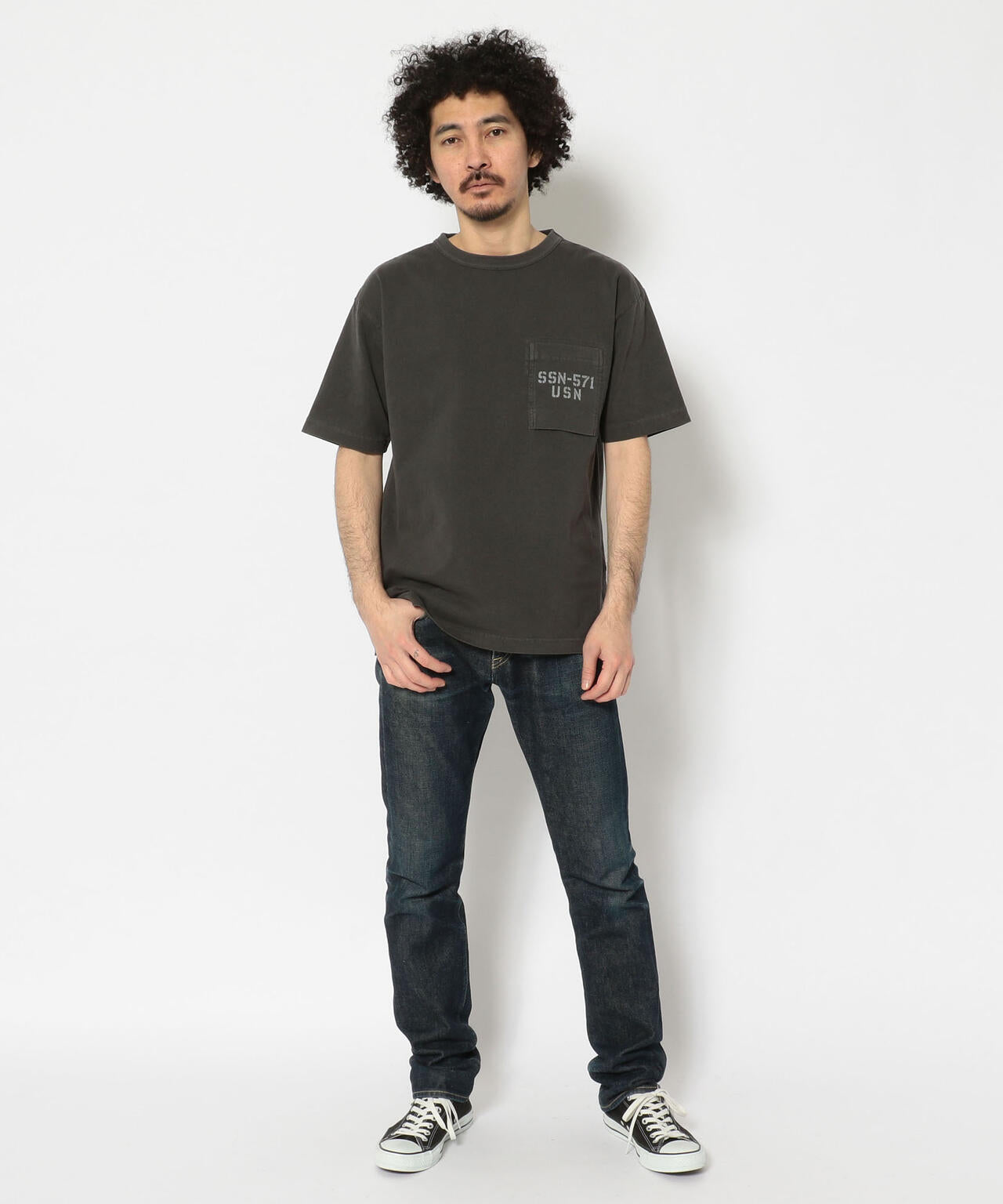 TYPE BLUE/ピグメント ポケットTシャツ/POCKET T-SHIRT/タイプブルー