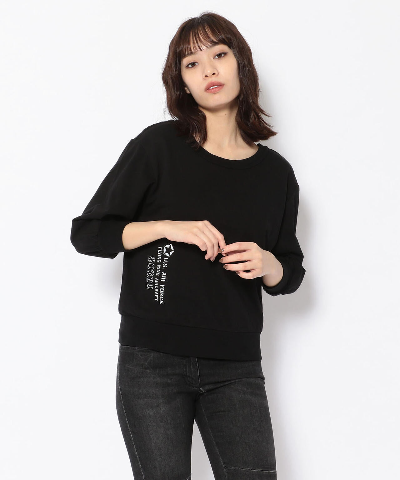 ハーフスリーブ レースアップ 2ウェイティーシャツ/ 1/2 SLEEVE LACE UP 2WAY T-SHIRT