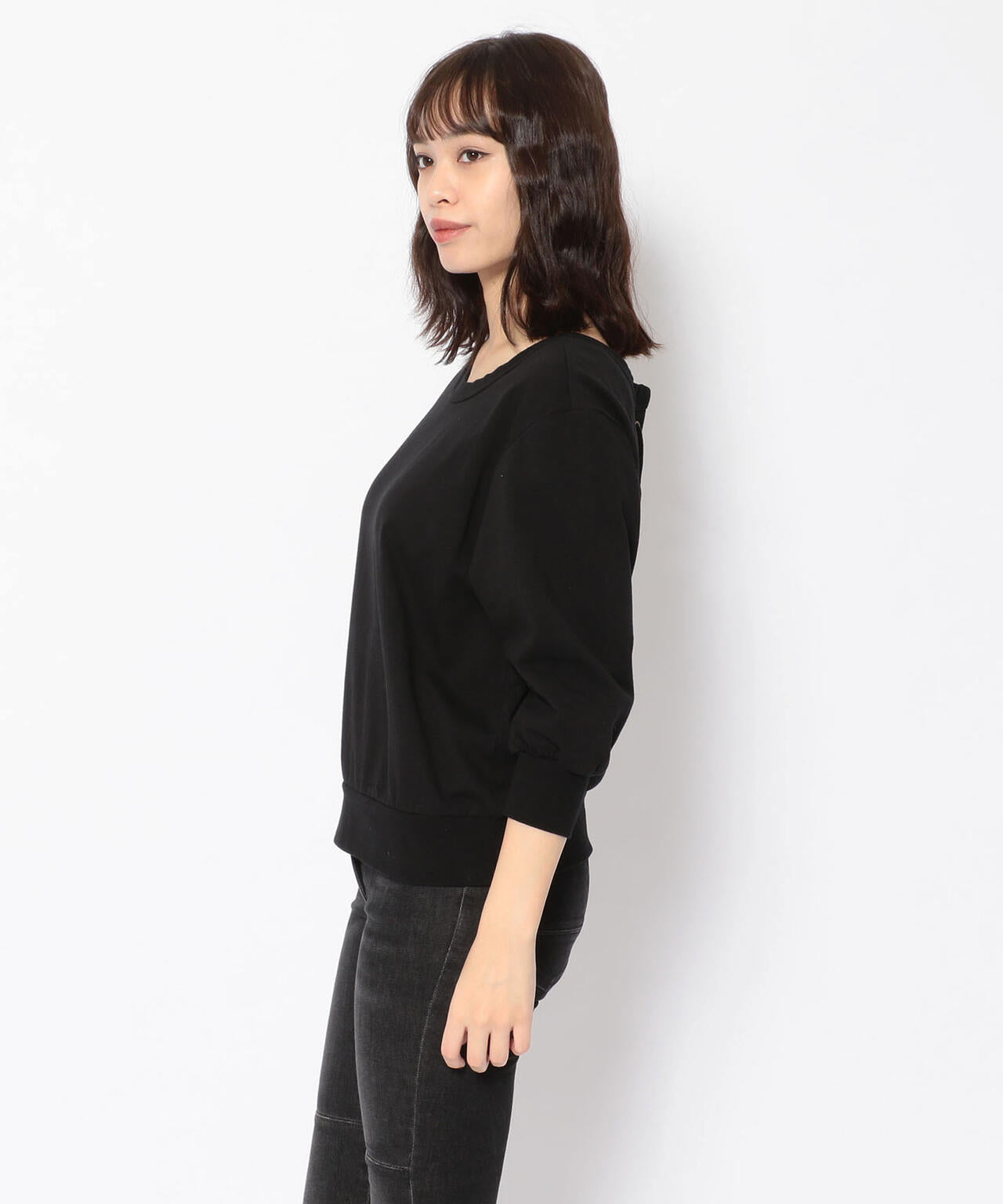 ハーフスリーブ レースアップ 2ウェイティーシャツ/ 1/2 SLEEVE LACE UP 2WAY T-SHIRT