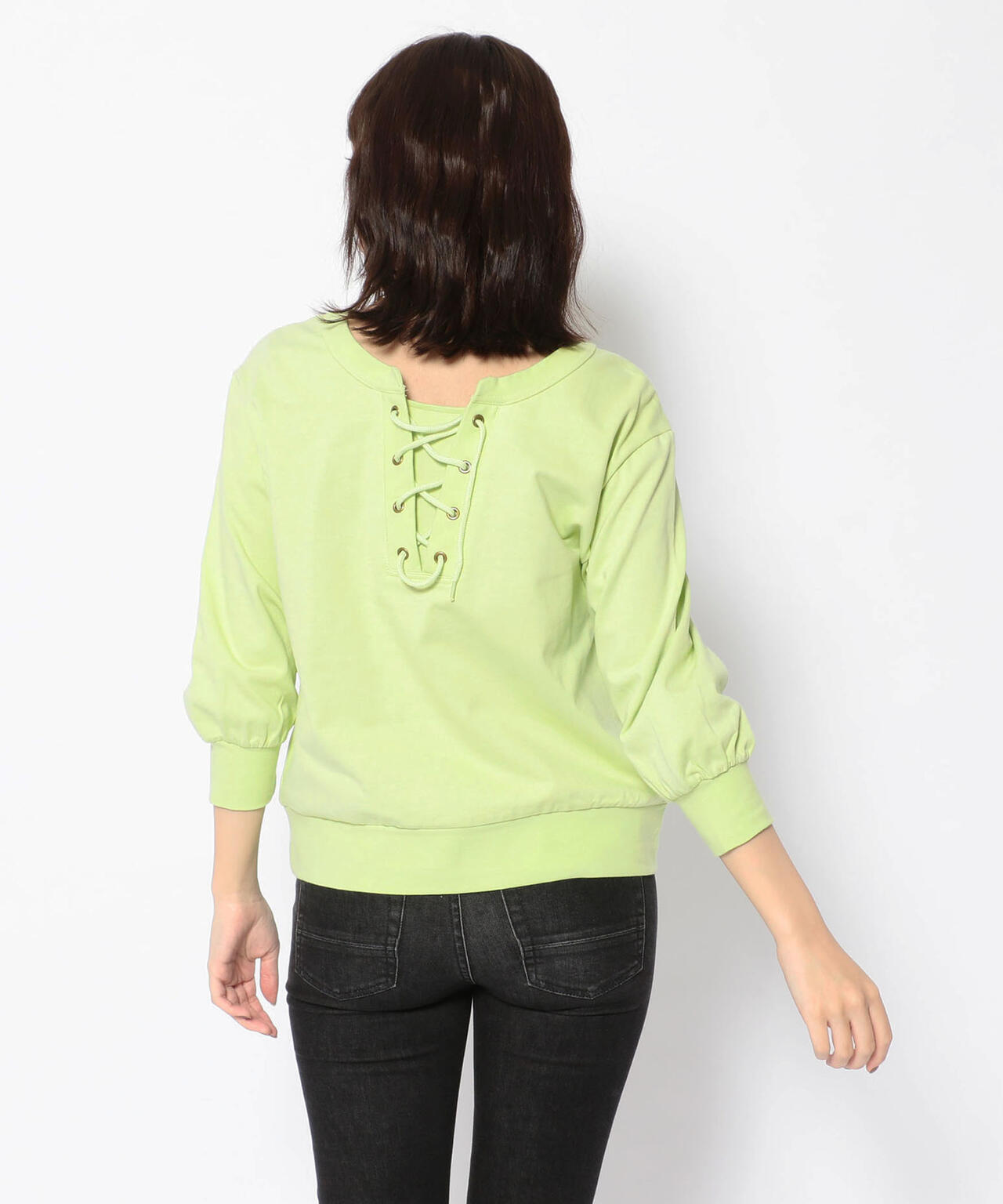 ハーフスリーブ レースアップ 2ウェイティーシャツ/ 1/2 SLEEVE LACE UP 2WAY T-SHIRT