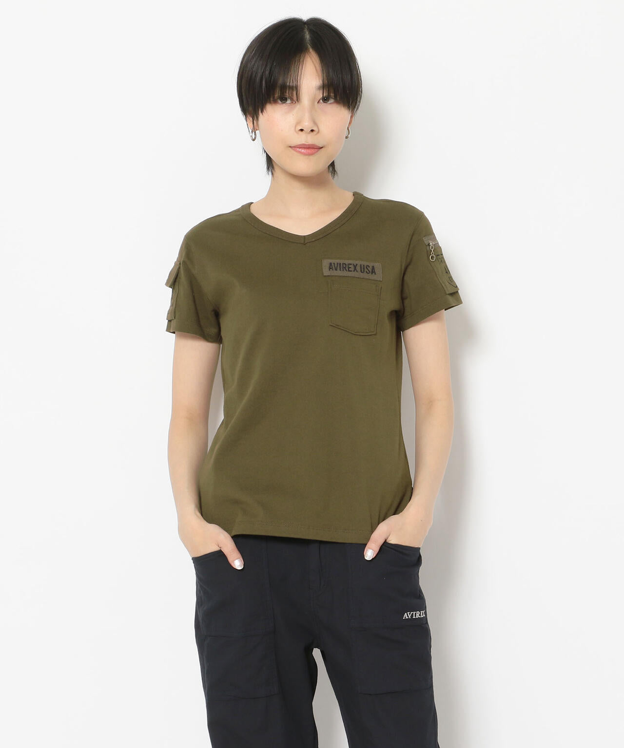 アヴィレックス ファティーグ Vネック Tシャツ FATIGUE V-NECK T-SHIRT 6113471 メンズ M 801 WHIT アヴィレックス AVIREX ファティーグ Vネック Tシャツ&frasl;SS FATIGUE V