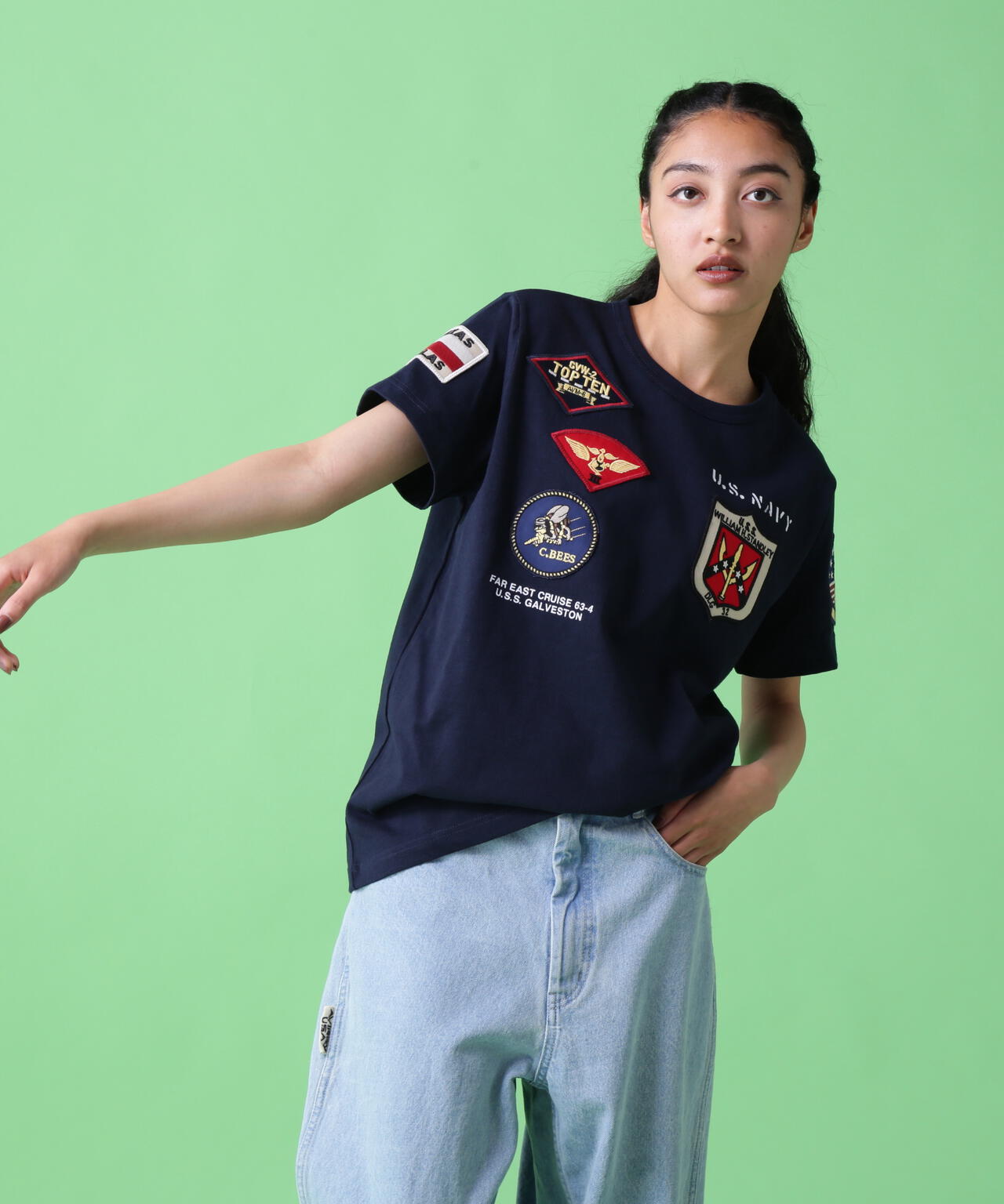 【WEB&DEPOT限定】ユニセックス　トップガン ワッペン Tシャツ/TOP GUN WAPPEN T-SHIRT