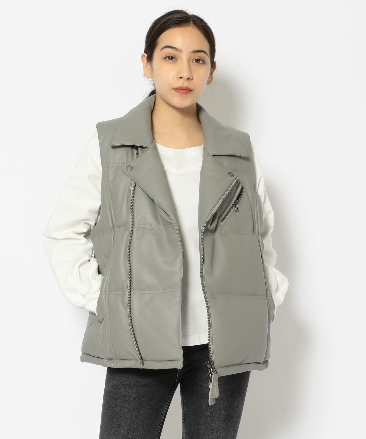 WOOL COMBI LEATHER DOWN/ ウールコンビレザーダウン