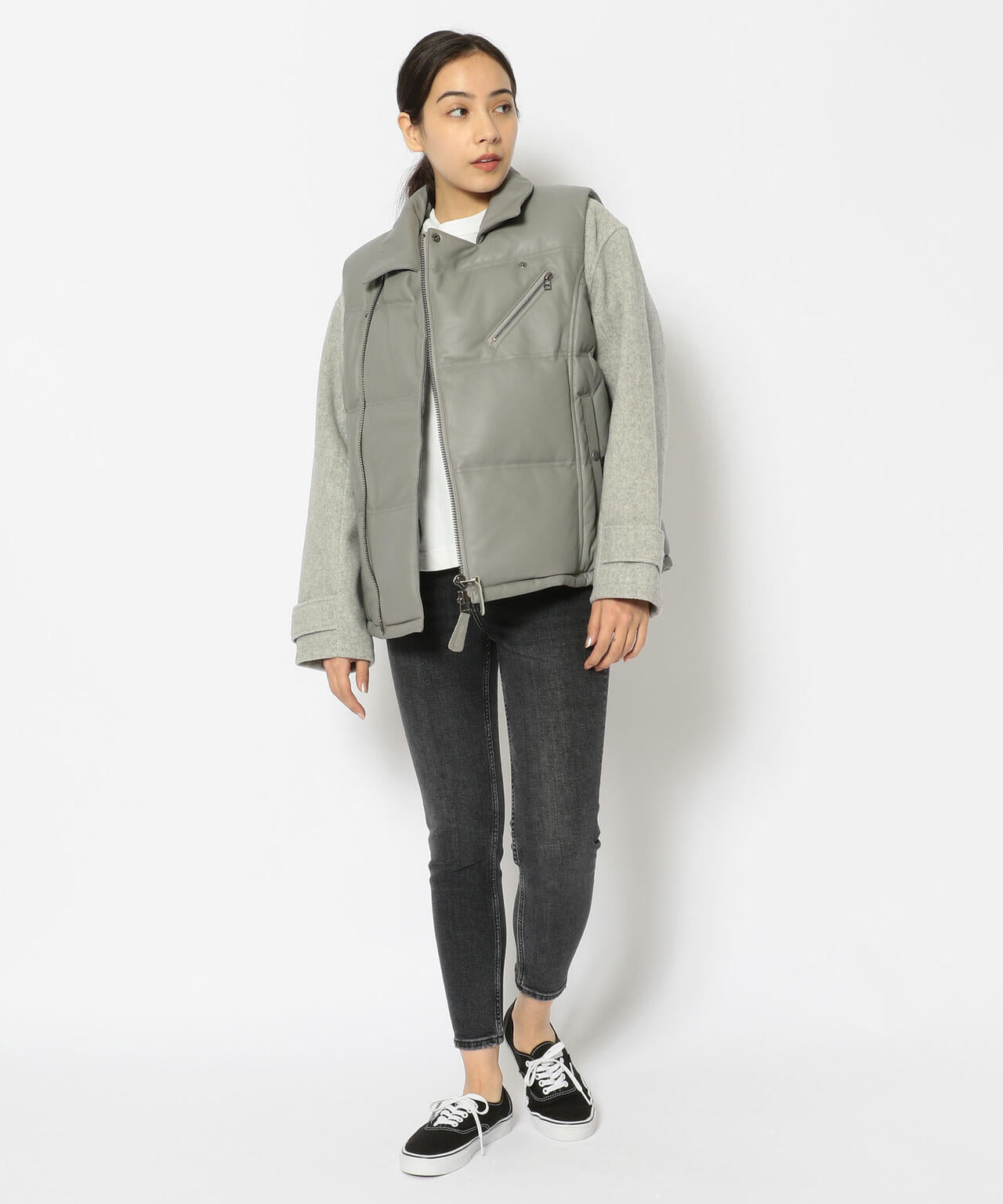 WOOL COMBI LEATHER DOWN/ ウールコンビレザーダウン