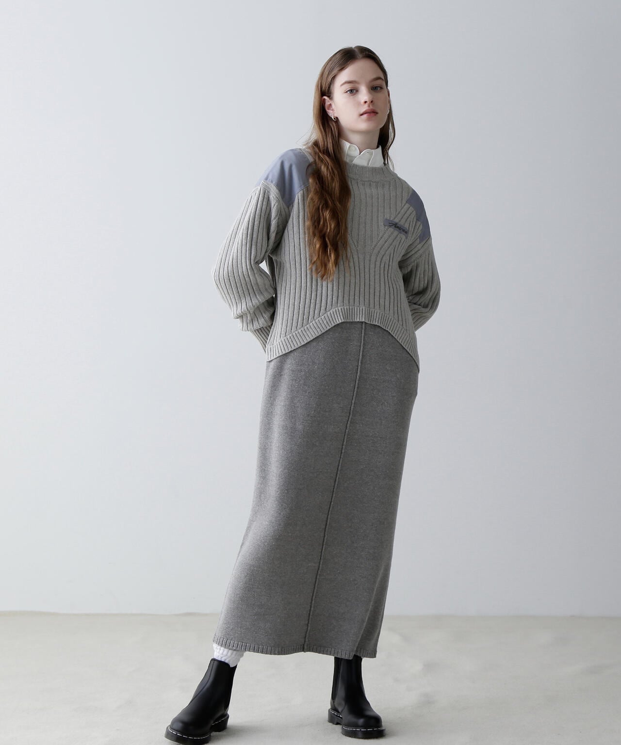 LAYERED LIKE KNIT ONE PIECE/レイヤードライク ニット