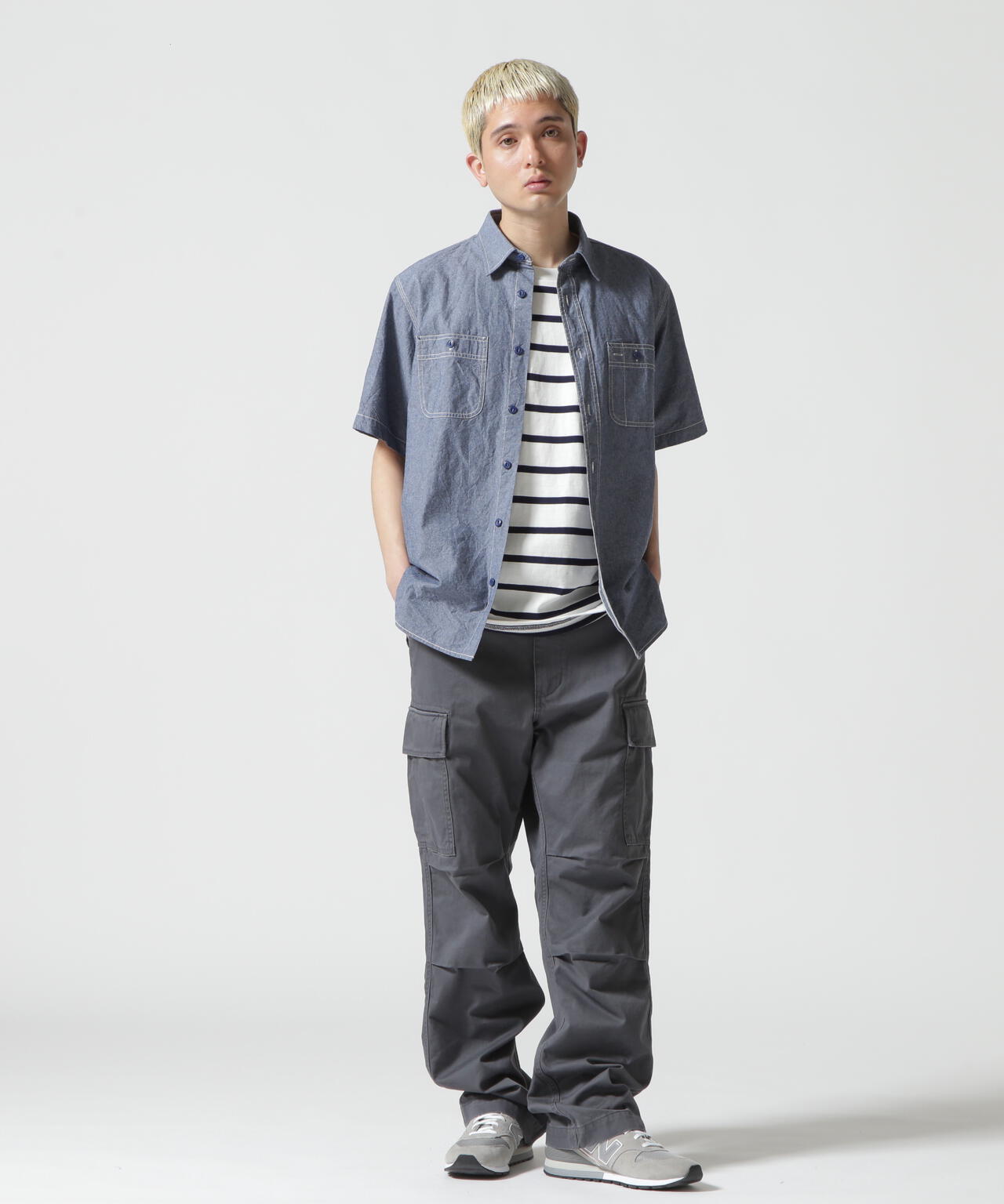 DAILY/デイリー》BASIC CHAMBRAY S/S SHIRT / 半袖シャンブレーシャツ