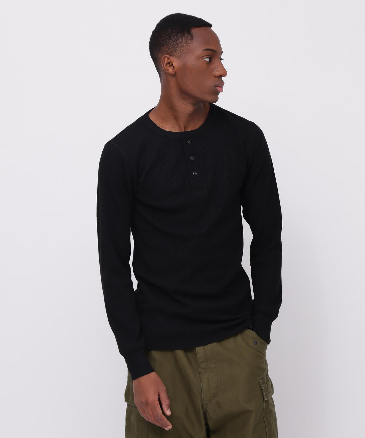 DAILY/デイリー》THERMAL L/S HENLEY NECK T-SHIRT/サーマル 長袖