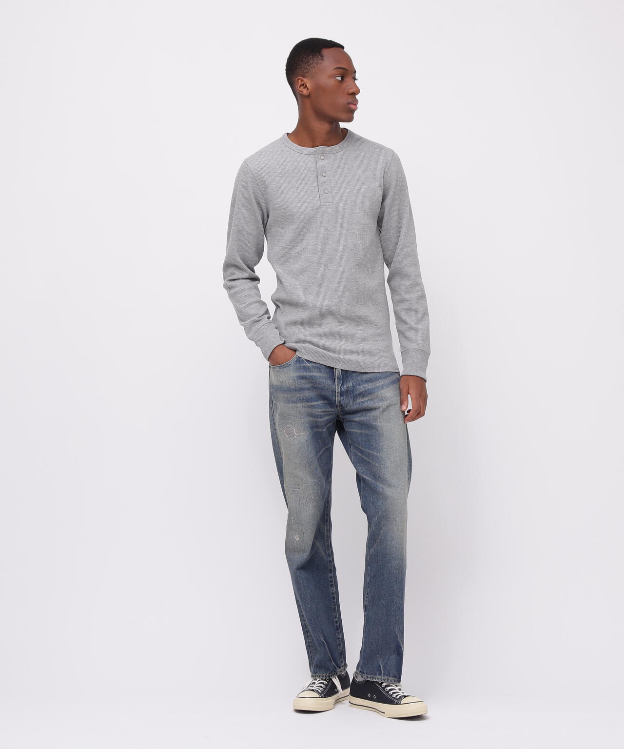 DAILY/デイリー》THERMAL L/S HENLEY NECK T-SHIRT/サーマル 長袖