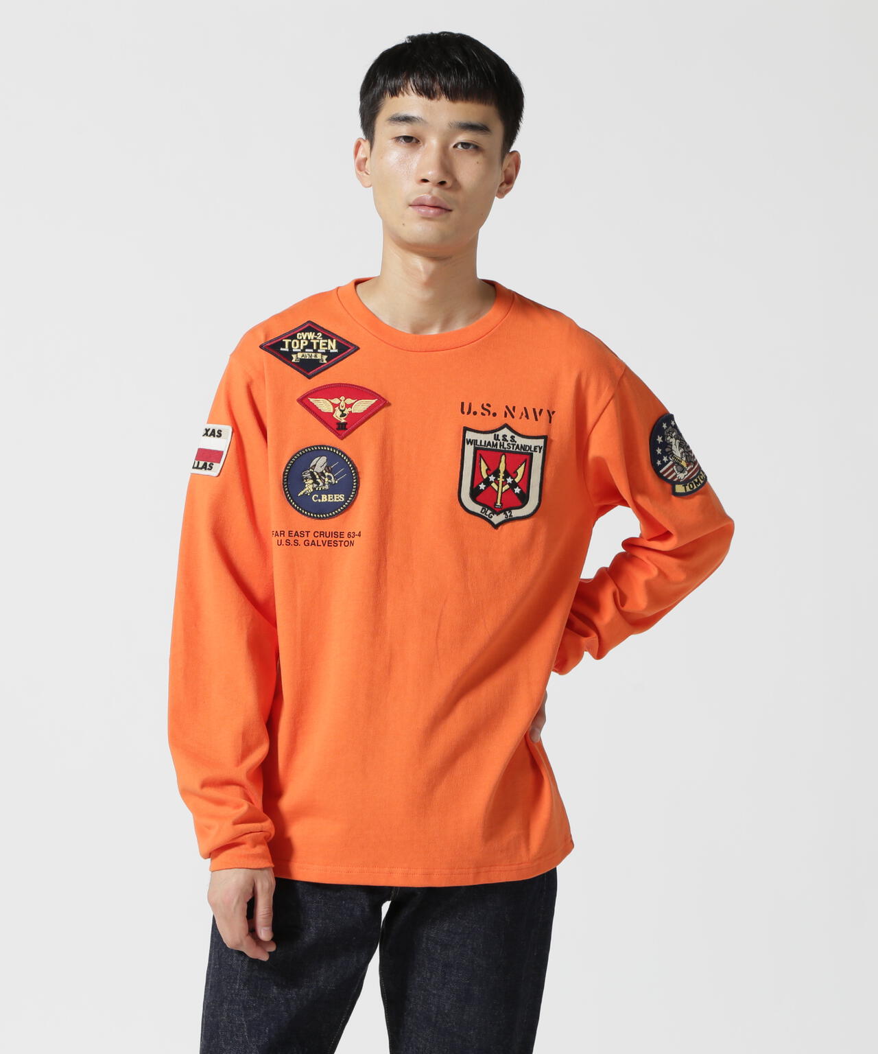 《WEB&DEPOT限定》TOP GUN PATCHED L/S T-SHIRT / トップガン パッチド 長袖 Tシャツ / AVIREX