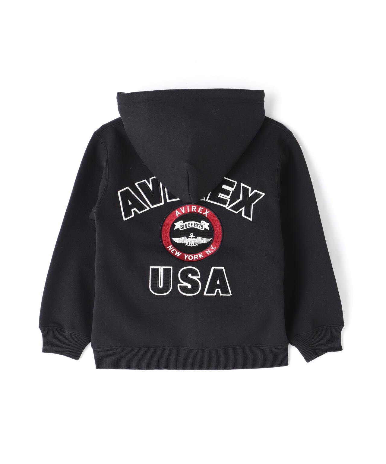 AVIREX ブラック パーカー USA アヴィレックス AVIREX VARSITY LOGO SWEAT ZIP UP PARKA /バー