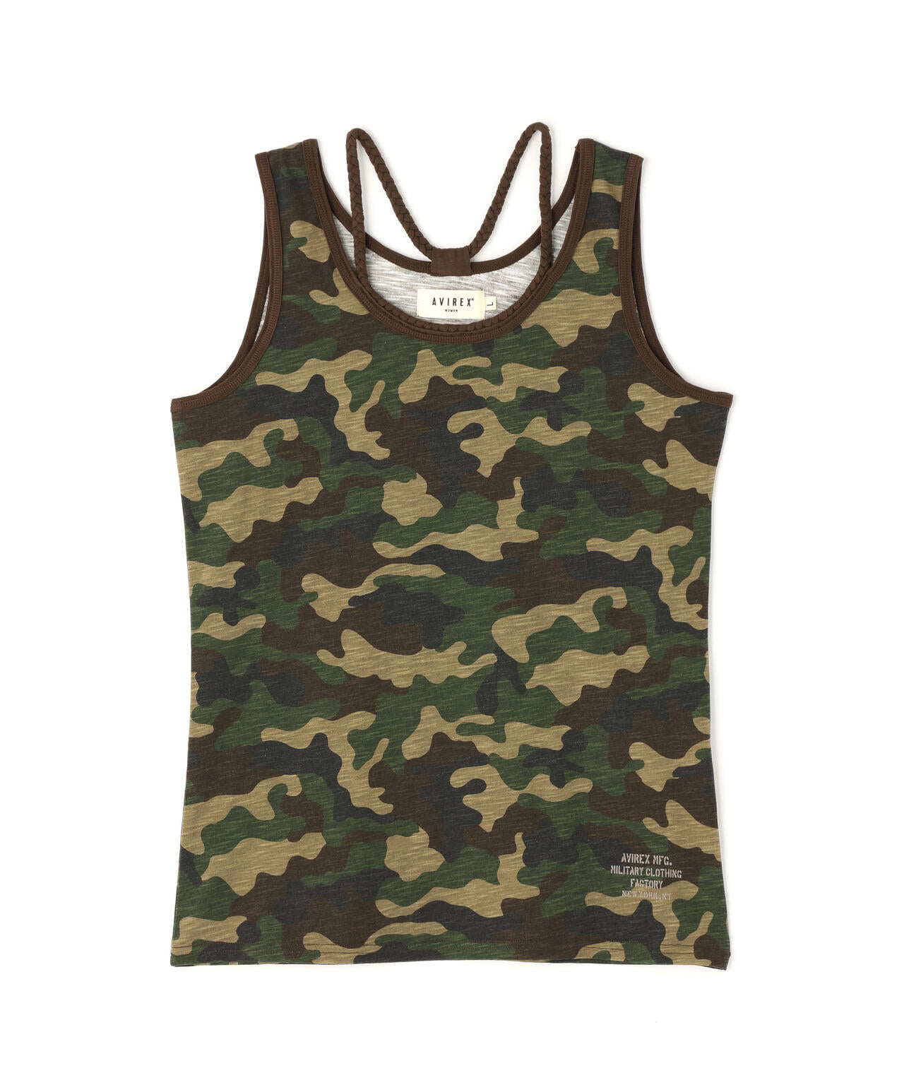 ★新品AVIREX U.S.A. カーキ タンクトップ M DAILY/デイリー》RIB TANK TOP BACK CROSS/リブ タンクトップ バック