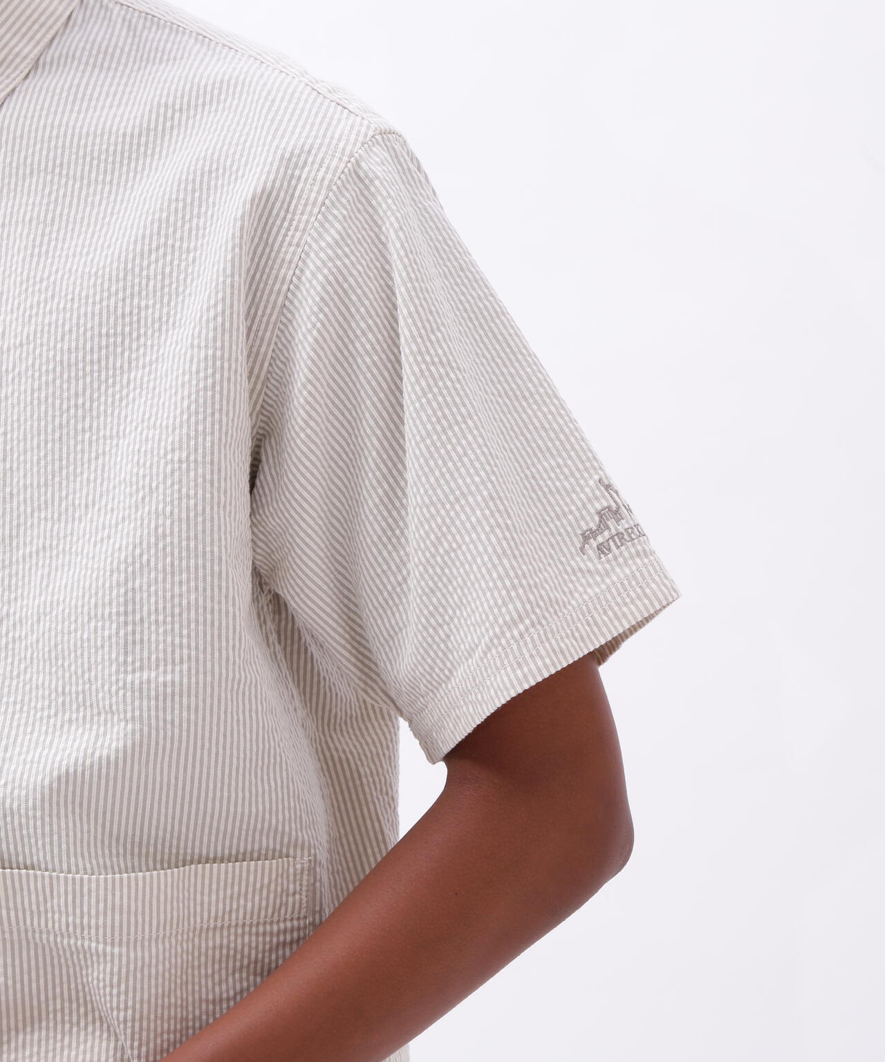 SHORT SLEEVE SUCKER STRIPE VACATION SHIRT