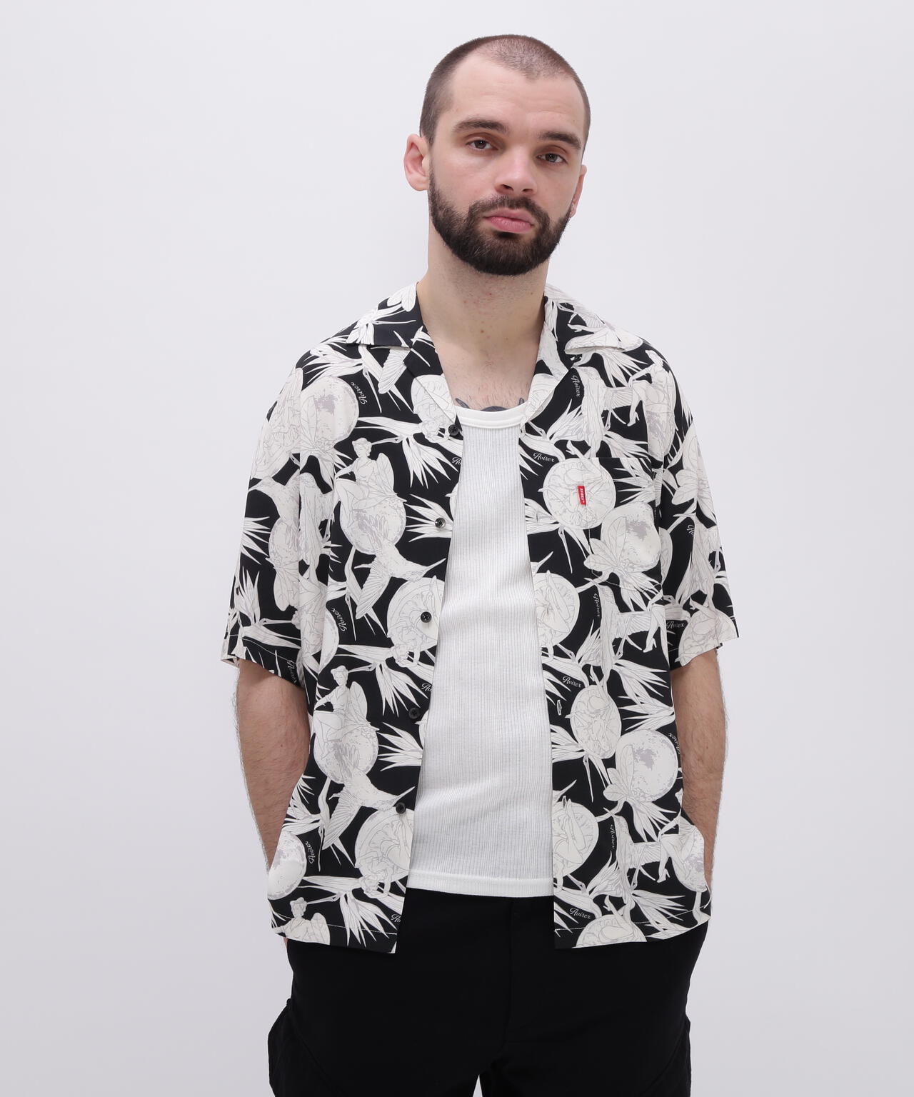 SLEEVESHIRT ALOHA SHIRT ORANGE＆GIRL / 半袖アロハシャツ | AVIREX