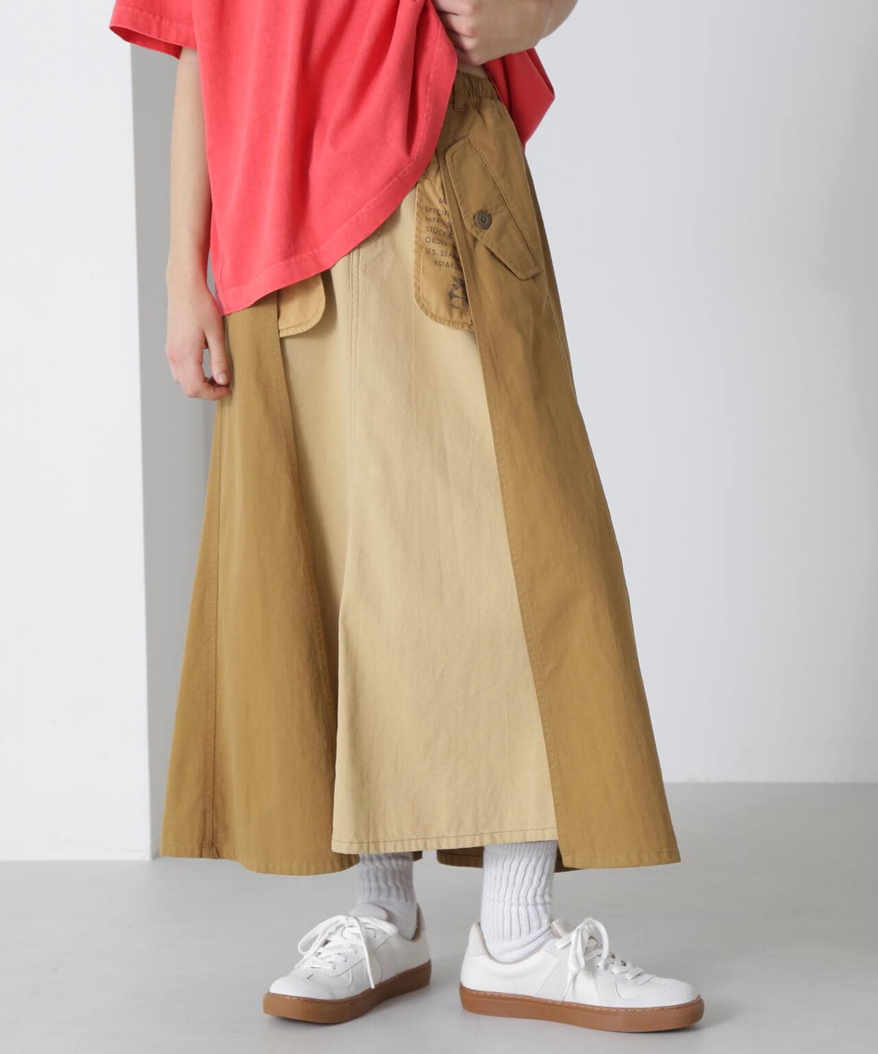 希少品☆未使用 レミレリーフMilitary Maxi Skirt 38 カーキ REMI RELIEF/レミレリーフ】Military Maxi Skirt