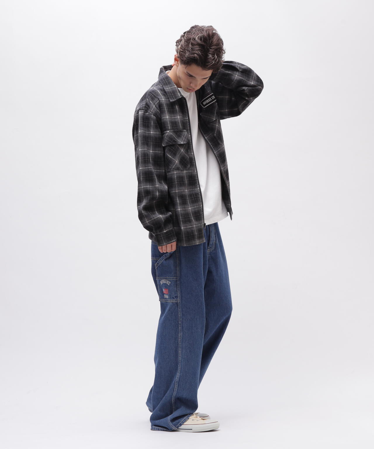 ユニフォームエクスペリメント LINE FLANNEL SHIRT 2 ブラック uniform experiment（ユニフォームエクスペリメント）の「LINE