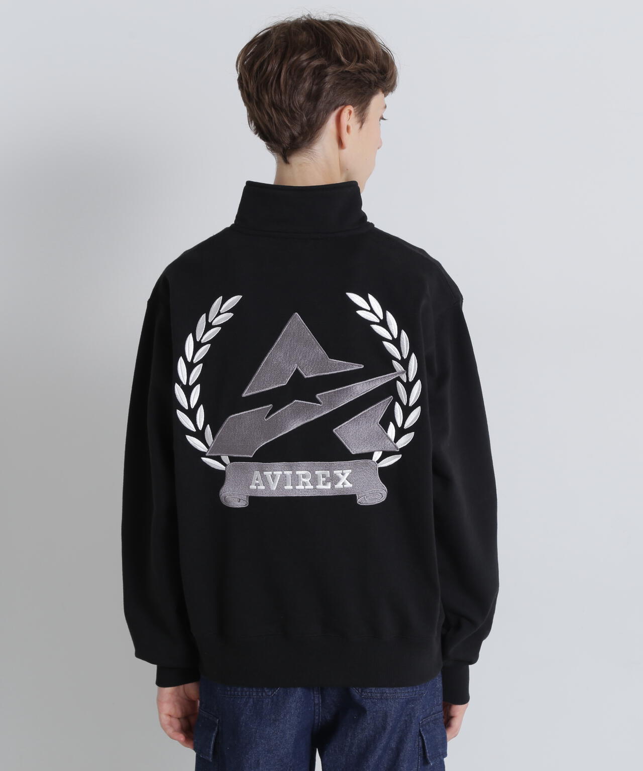 新品★AVIREX限定ビッグスタースウェット星柄ブラックM WEB&DEPOT限定》ASTAR HALFZIP SWEAT / Aスター ハーフジップ