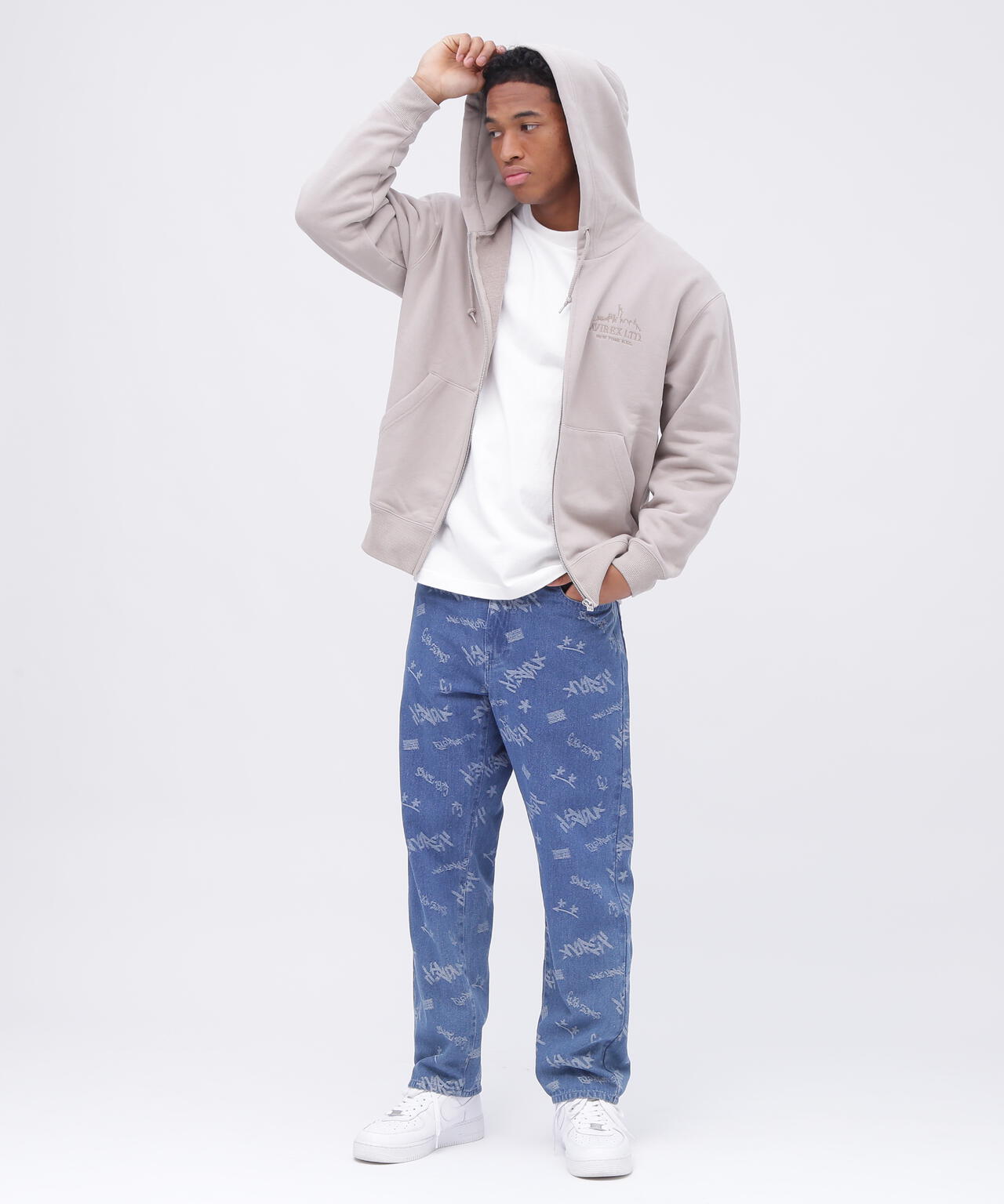 AVIREX ブラック パーカー USA アヴィレックス AVIREX VARSITY LOGO SWEAT ZIP UP PARKA /バー