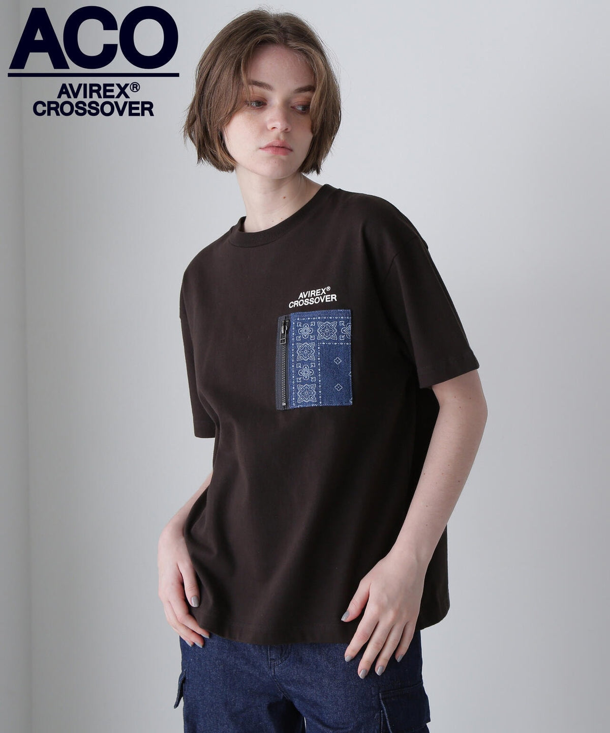 CROSSOVER》DENIM POCKET T-SHIRT / クロスオーバー デニム ポケット T 