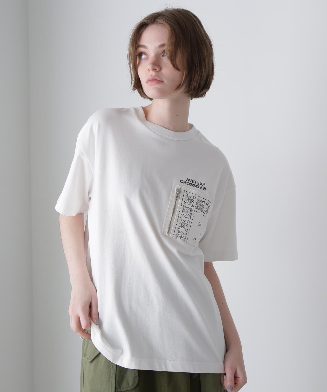 CROSSOVER》DENIM POCKET T-SHIRT / クロスオーバー デニム ポケット T