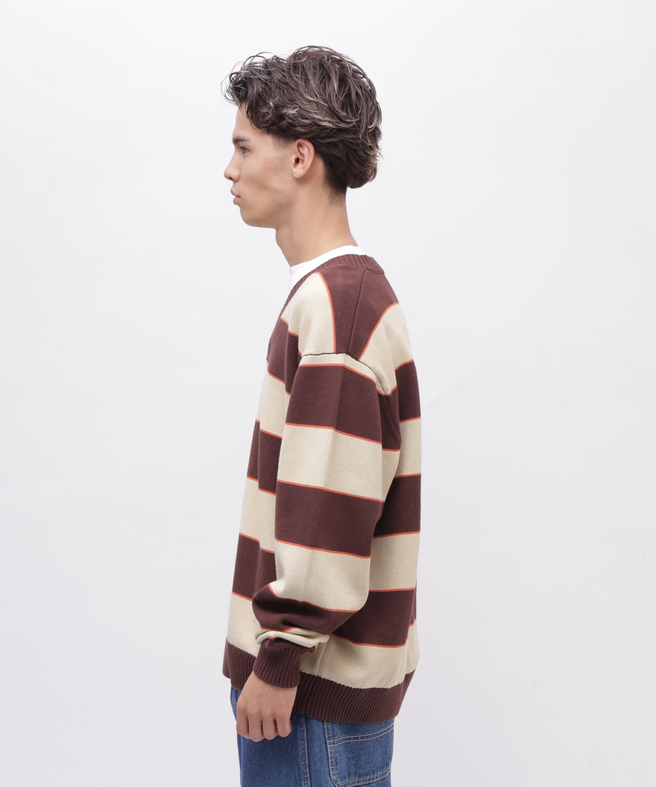 V-NECK BORDER KNIT / Vネック ボーダー ニット / AVIREX