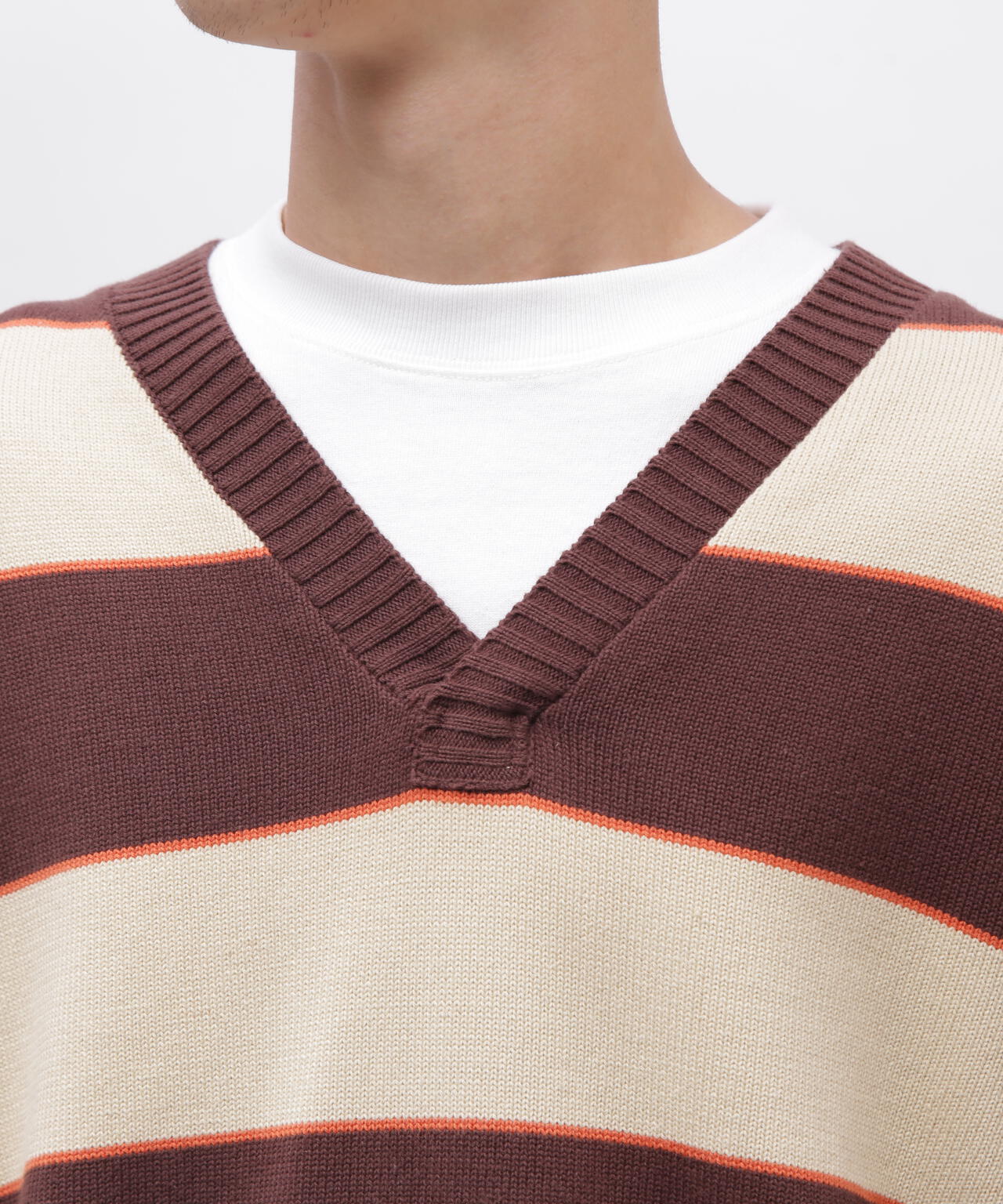 V-NECK BORDER KNIT / Vネック ボーダー ニット / AVIREX