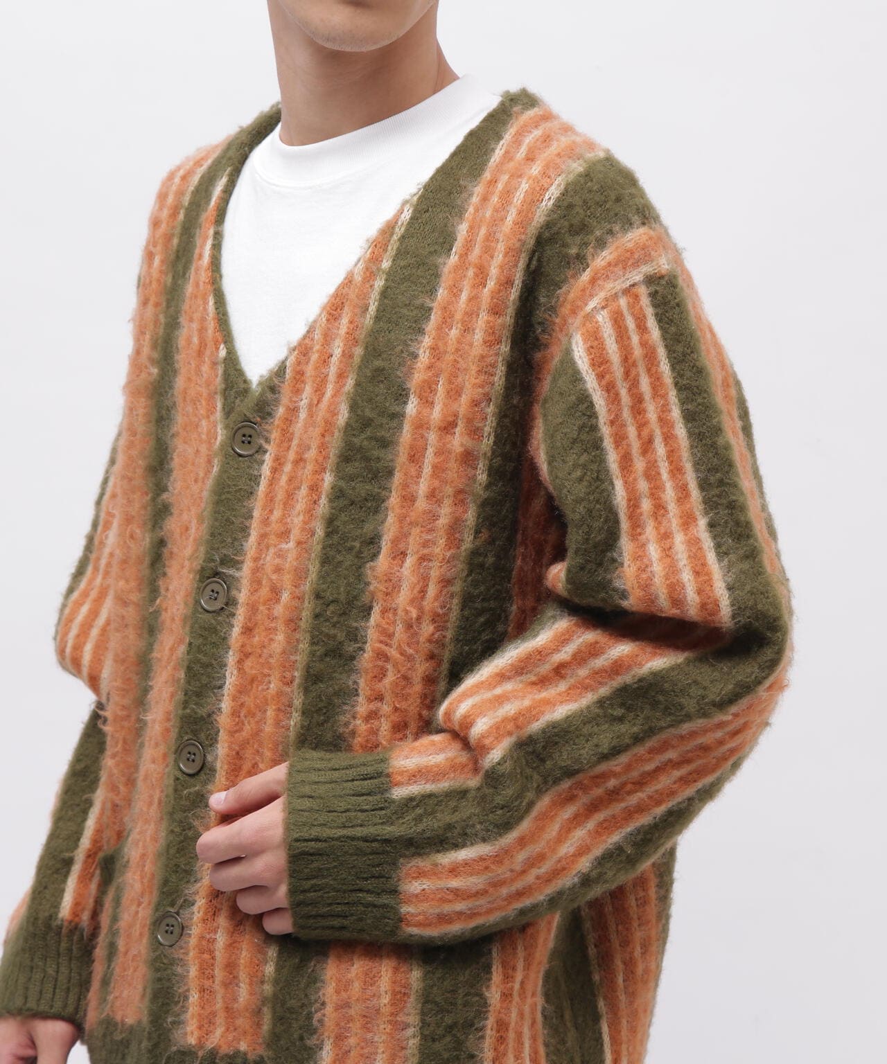 STRIPE MOHAIR LIKE CARDIGAN / ストライプ モヘア ライク