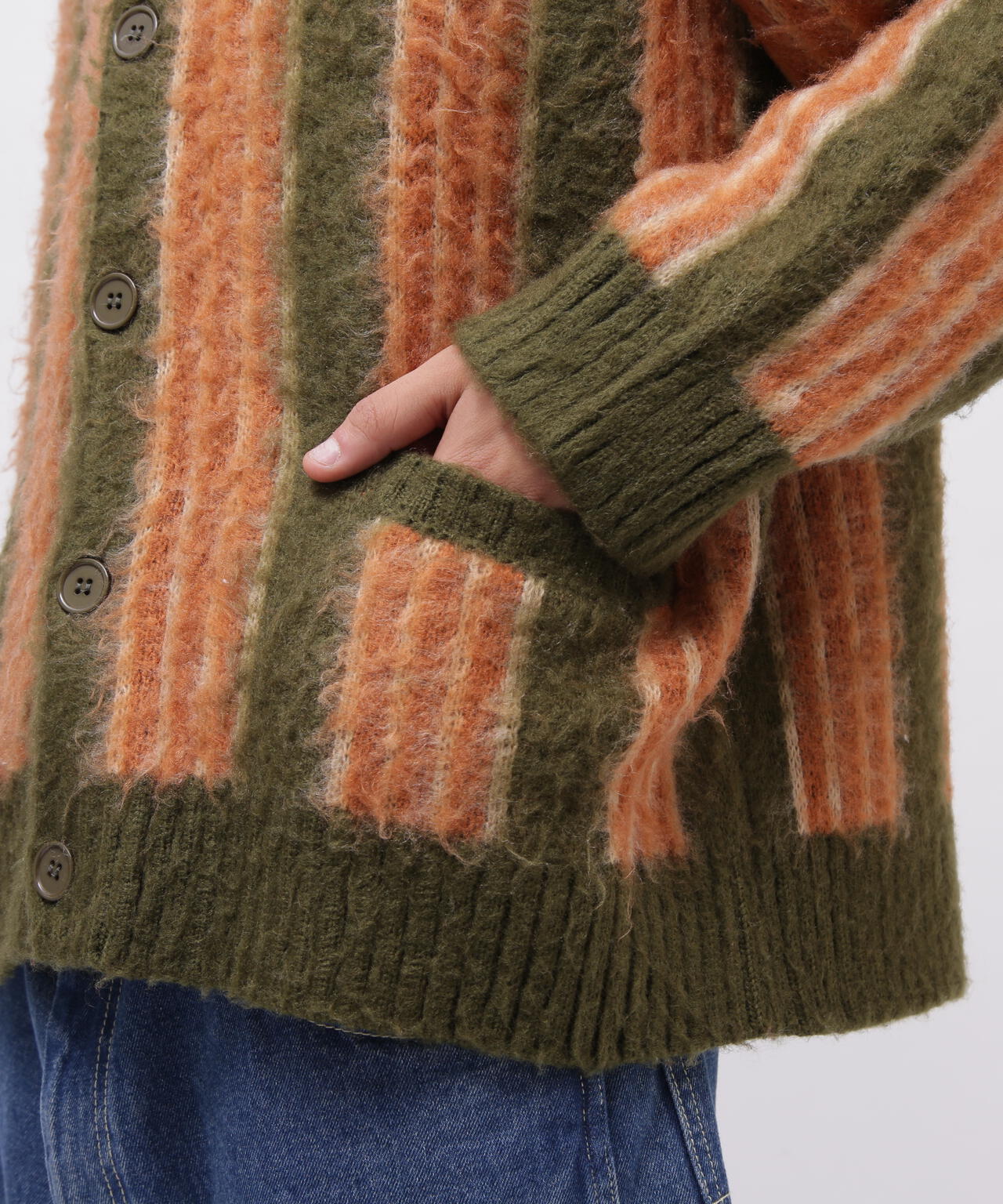 STRIPE MOHAIR LIKE CARDIGAN / ストライプ モヘア ライク