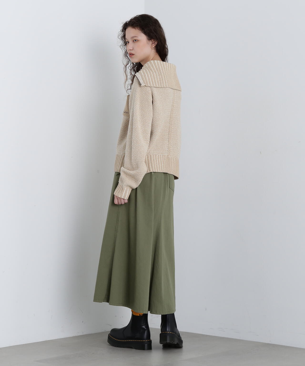 ZIP TURTLE NECK MELANGE KNIT TOPS/ジップタートルネック