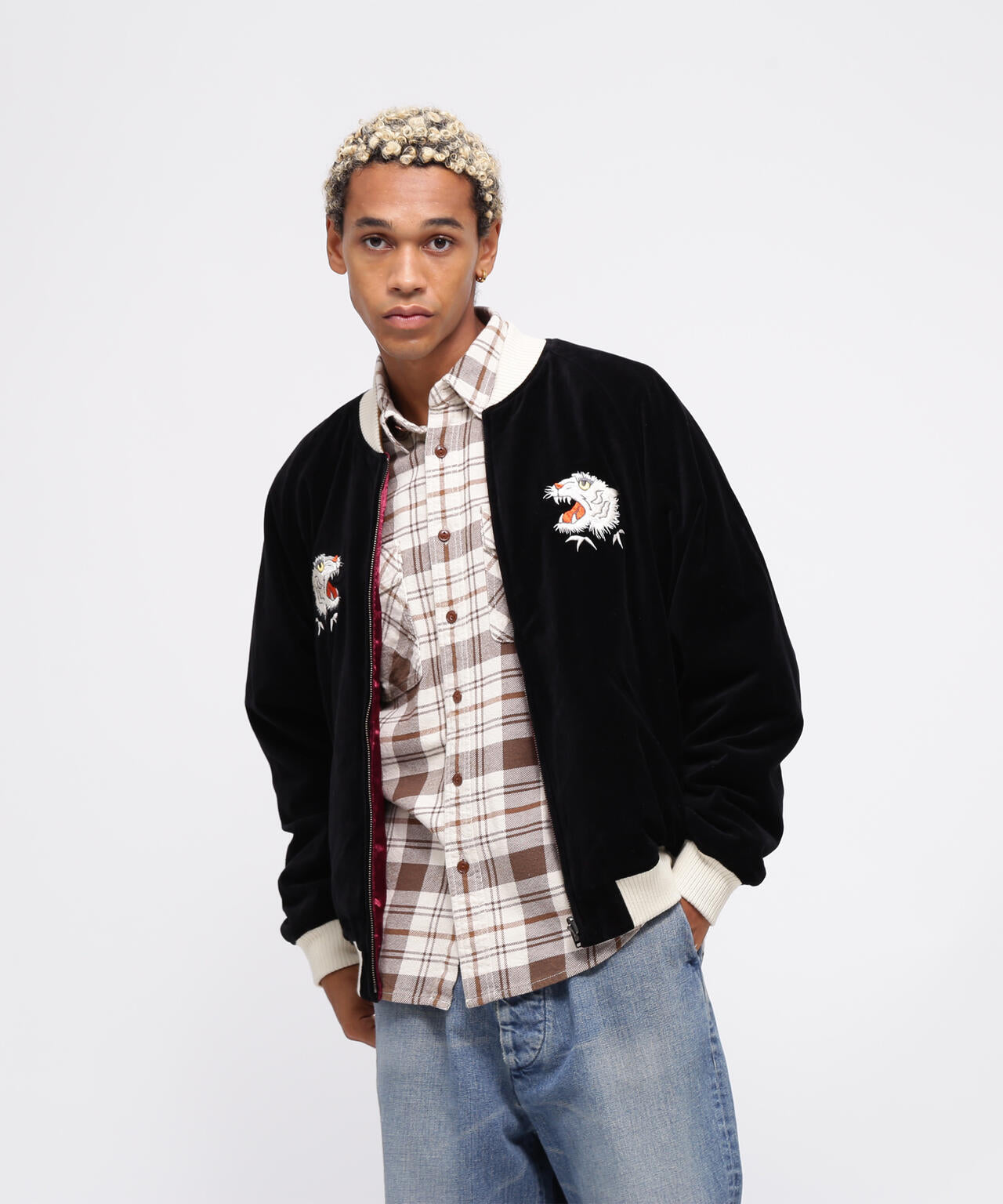 AVIREXVELVETEENSKAJACKETWHITE TIGERスカジャン VELVETEEN SKA JACKET WHITE TIGER/ヴェルヴェティーン スカジャケット