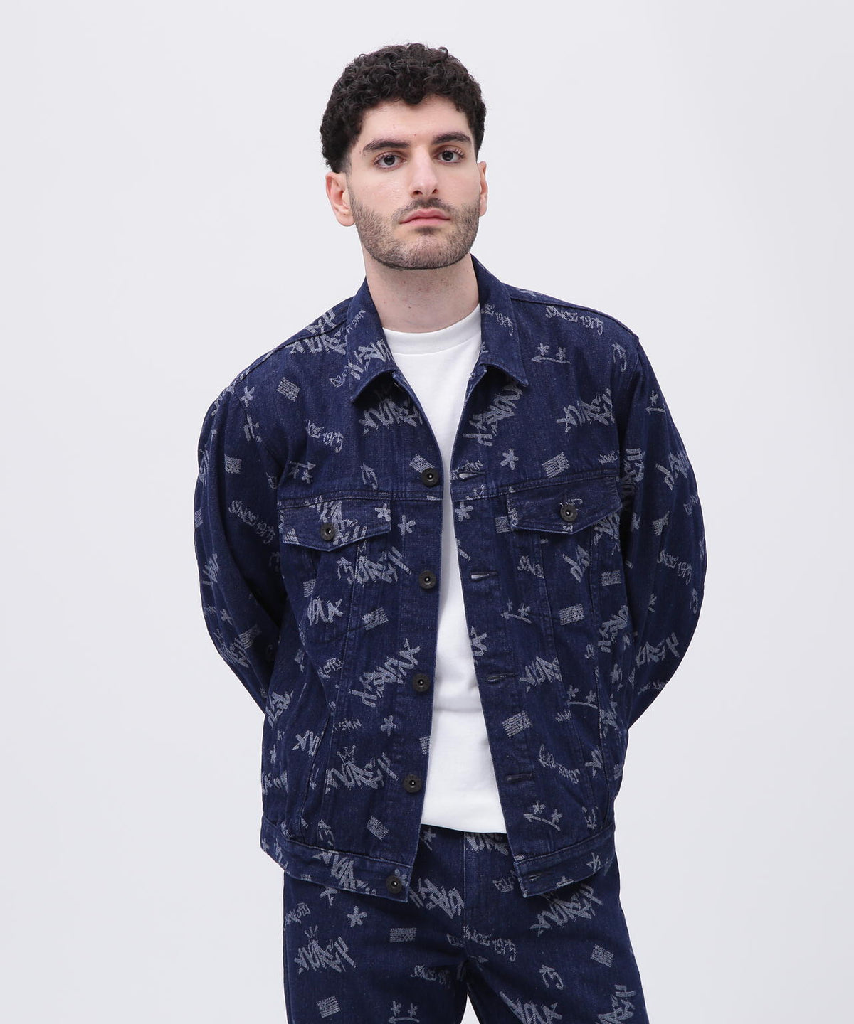 TAGGING JACQUARD DENIM JACKET/タギング ジャガード デニムジャケット 