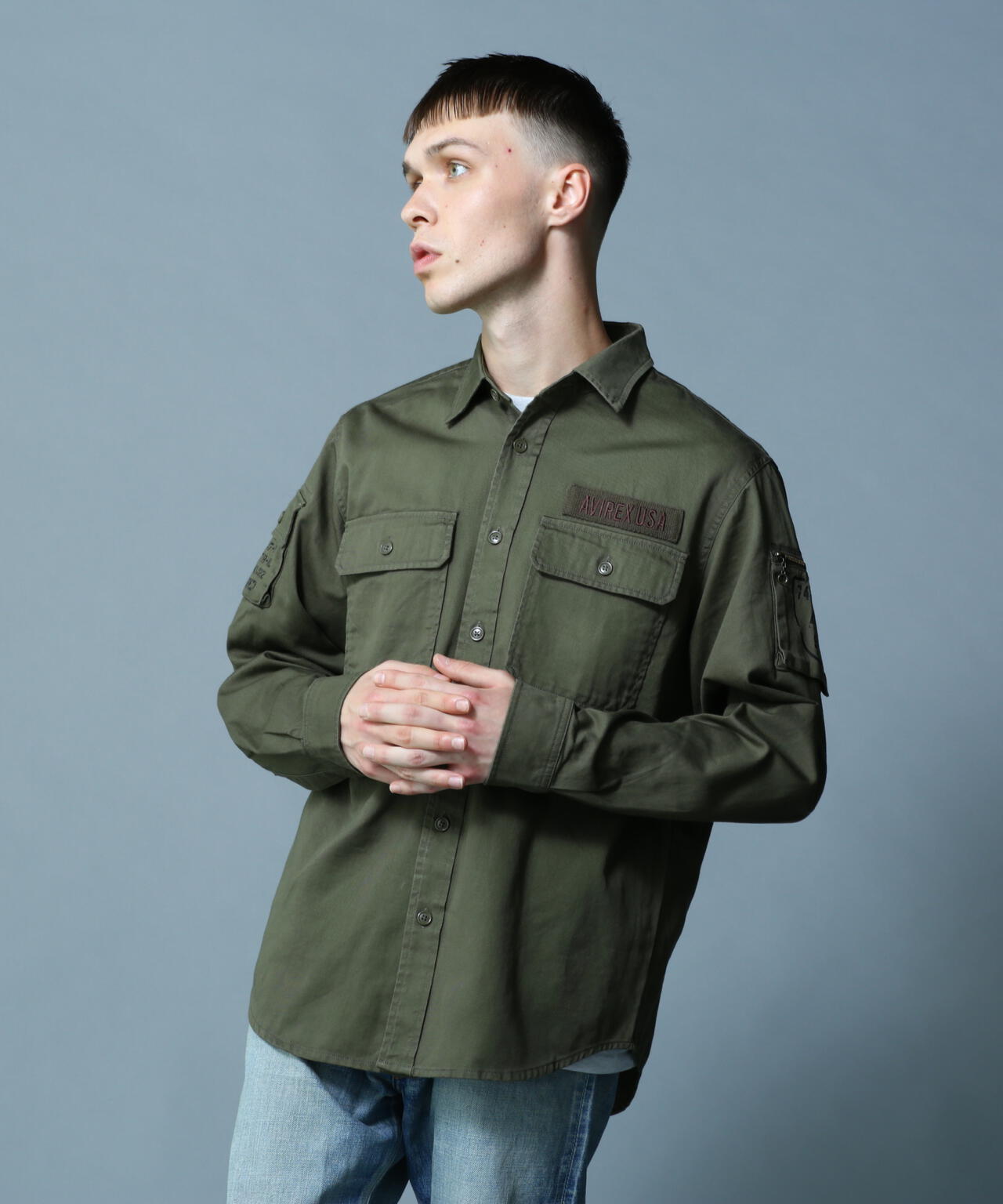BASIC FATIGUE KHAKI L/S SHIRT/長袖 ファティーグ カーキ シャツ