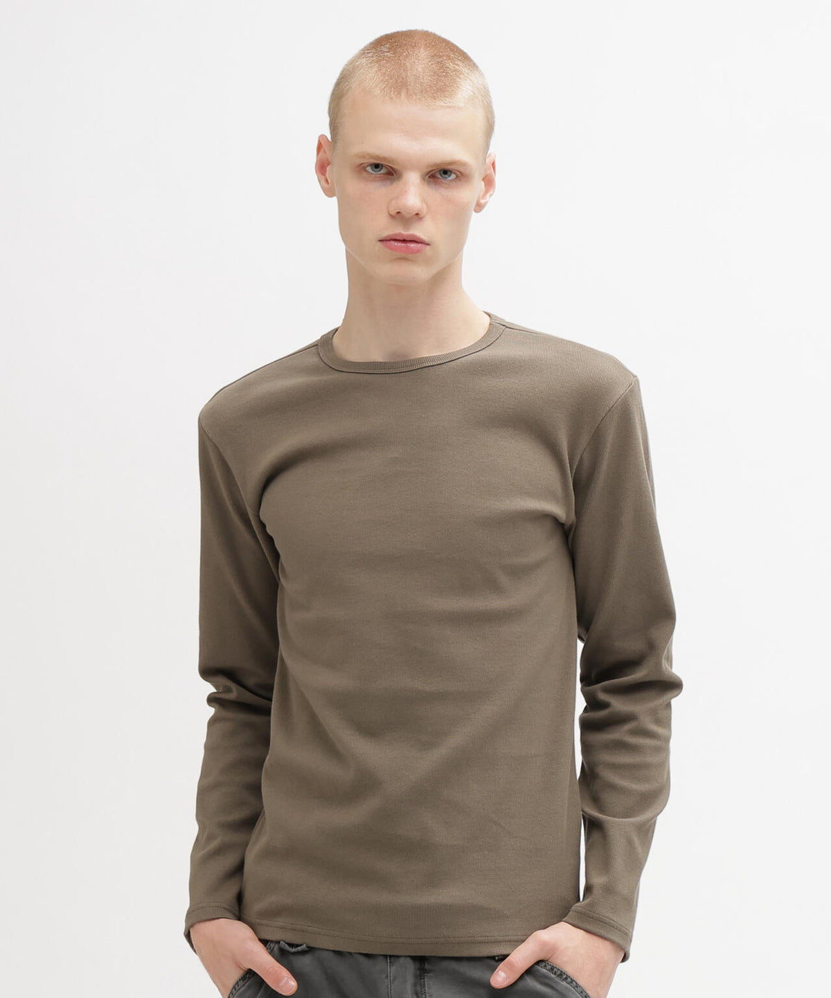 《DAILY/デイリー》RIB L/S CREW NECK T-SHIRT