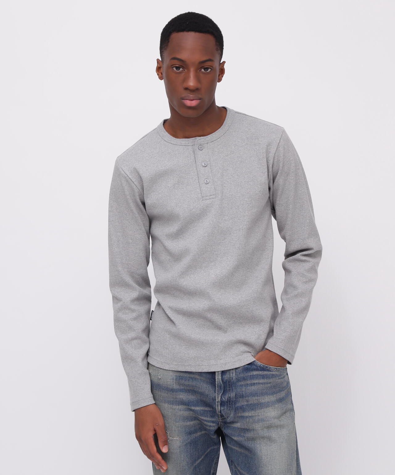 DAILY/デイリー》RIB L/S HENLEY NECK T-SHIRT | AVIREX