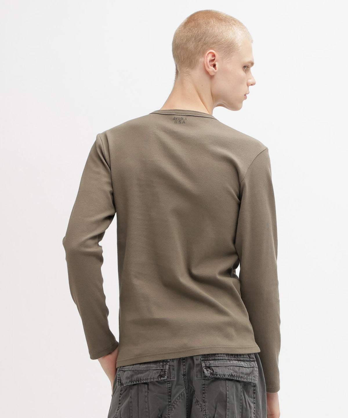 《DAILY/デイリー》RIB L/S HENLEY NECK T-SHIRT