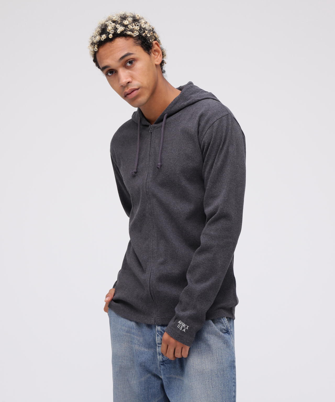 DAILY/デイリー》RIB ZIP PARKA/デイリー 長袖 リブ ジップパーカー