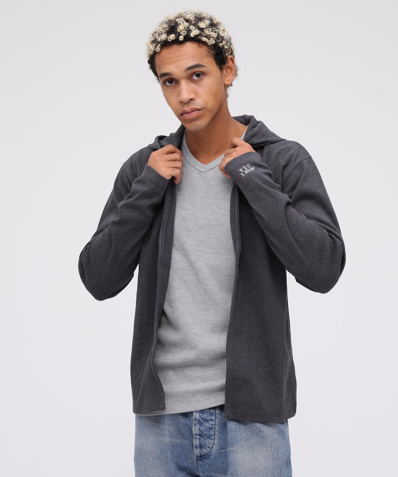 DAILY/デイリー》RIB ZIP PARKA/デイリー 長袖 リブ ジップパーカー