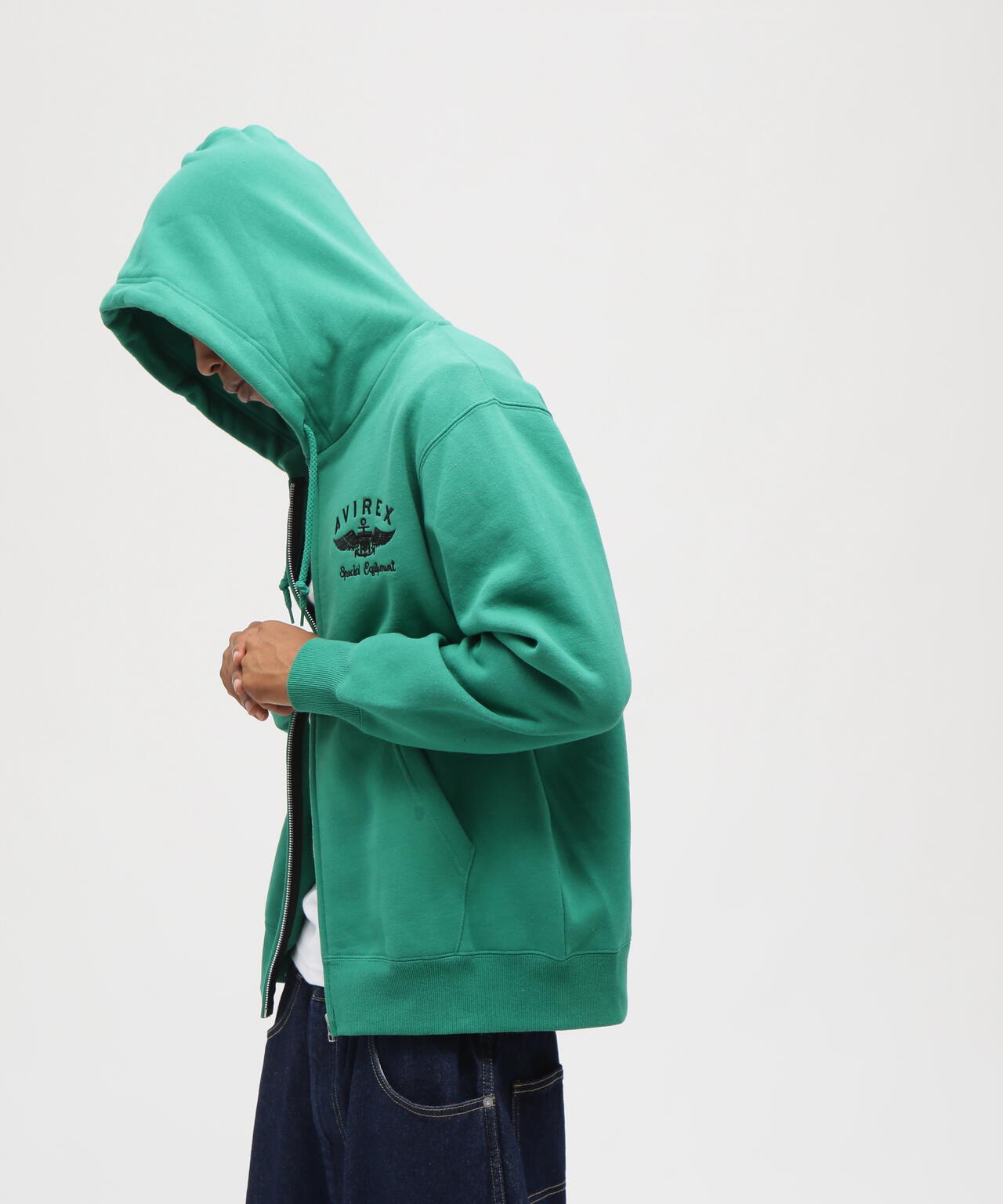 VARSITY LOGO SWEAT ZIP UP PARKA /バーシティ ロゴ スウェット