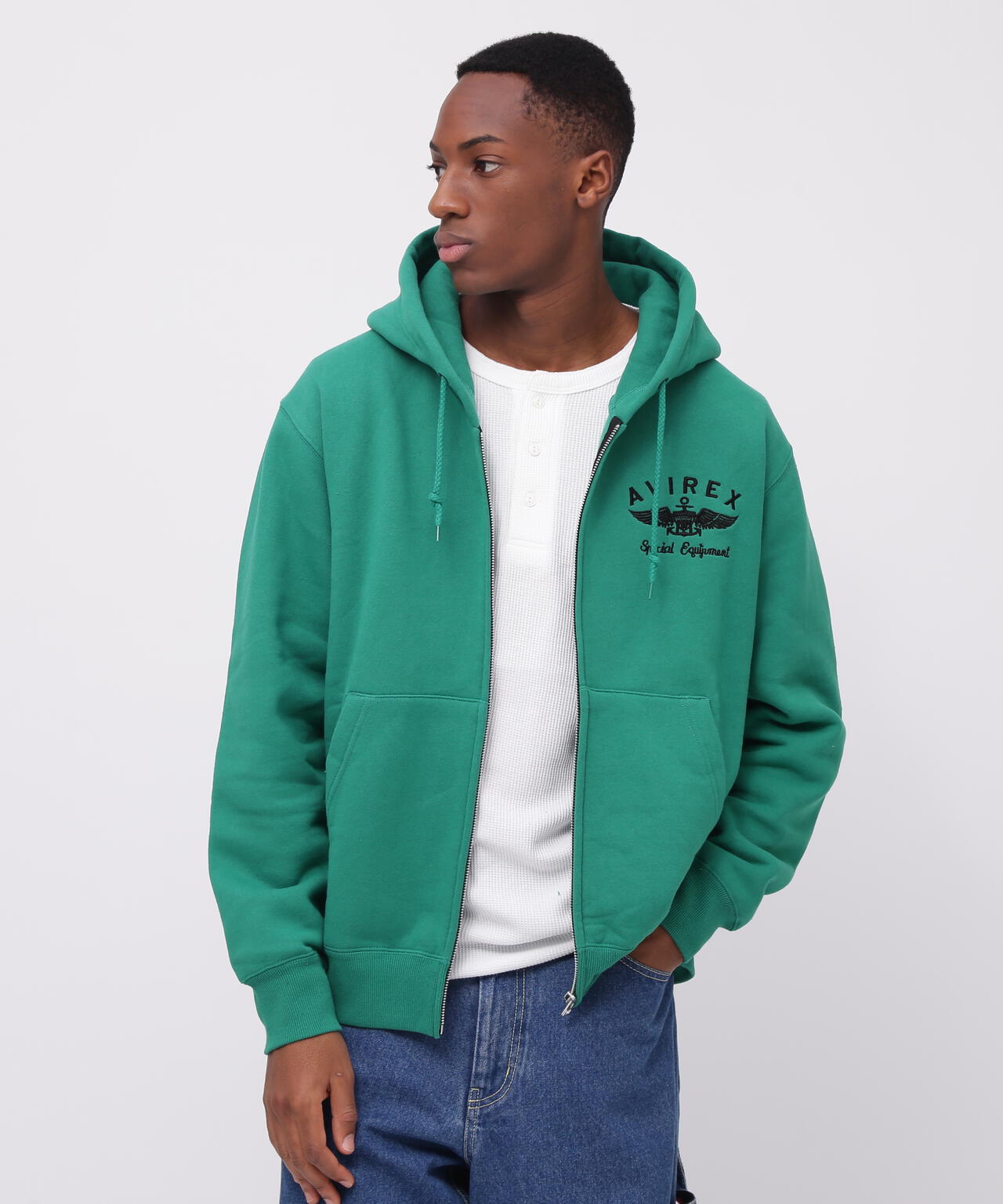 VARSITY LOGO SWEAT ZIP UP PARKA /バーシティ ロゴ スウェット ジップアップ パーカー