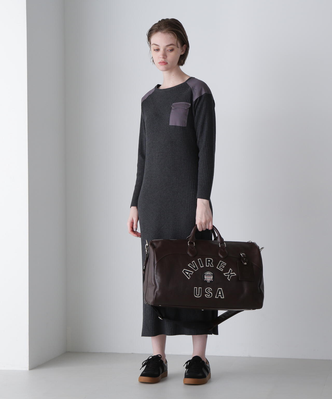 直営店別注》VARSITY LEATHER DUFFLE BAG / バーシティレザー ダッフル