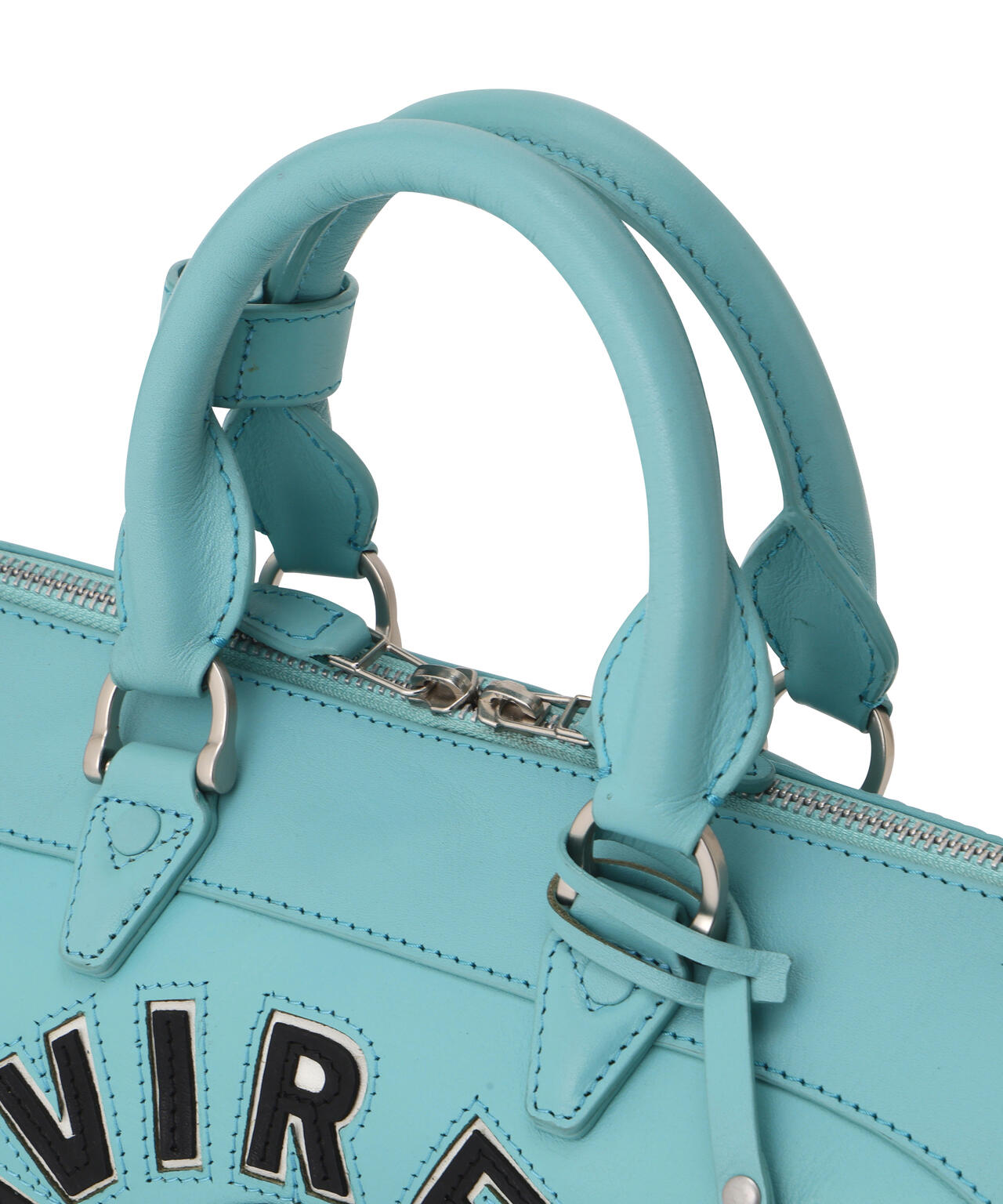 AVIREX 水色 ハンドバッグ 直営店別注》VARSITY LEATHER MINI DUFFLE BAG / バーシティ