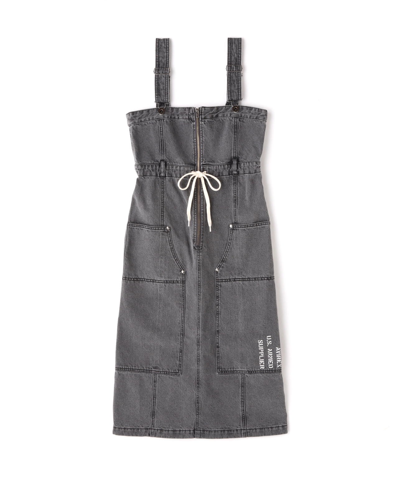 Avirex スカート BELT PRINT DENIM JUMPER SKIRT/ベルトプリントデニムジャンパー