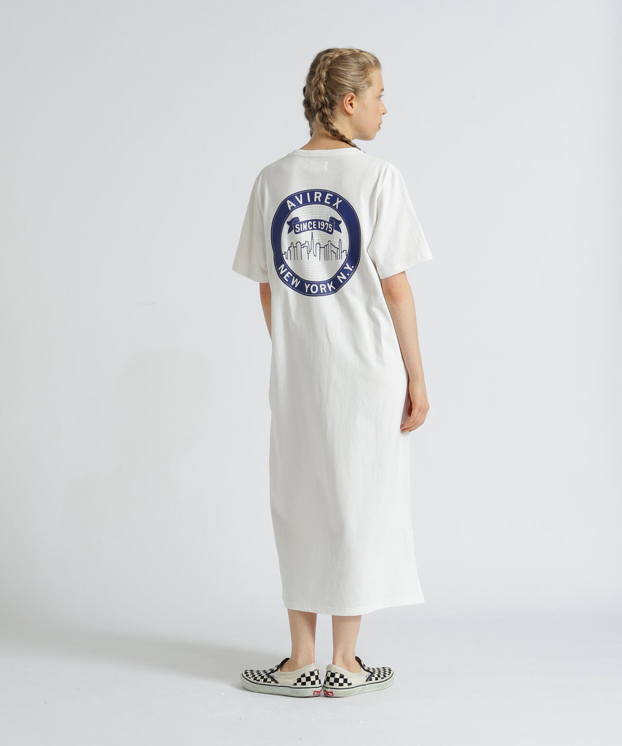 ●SALE● 1PIU1UGUALE3 ロゴプリント ワンピース サイズM WEB&DEPOT限定》VARSITY PRINT ONEPIECE/バーシティープリント